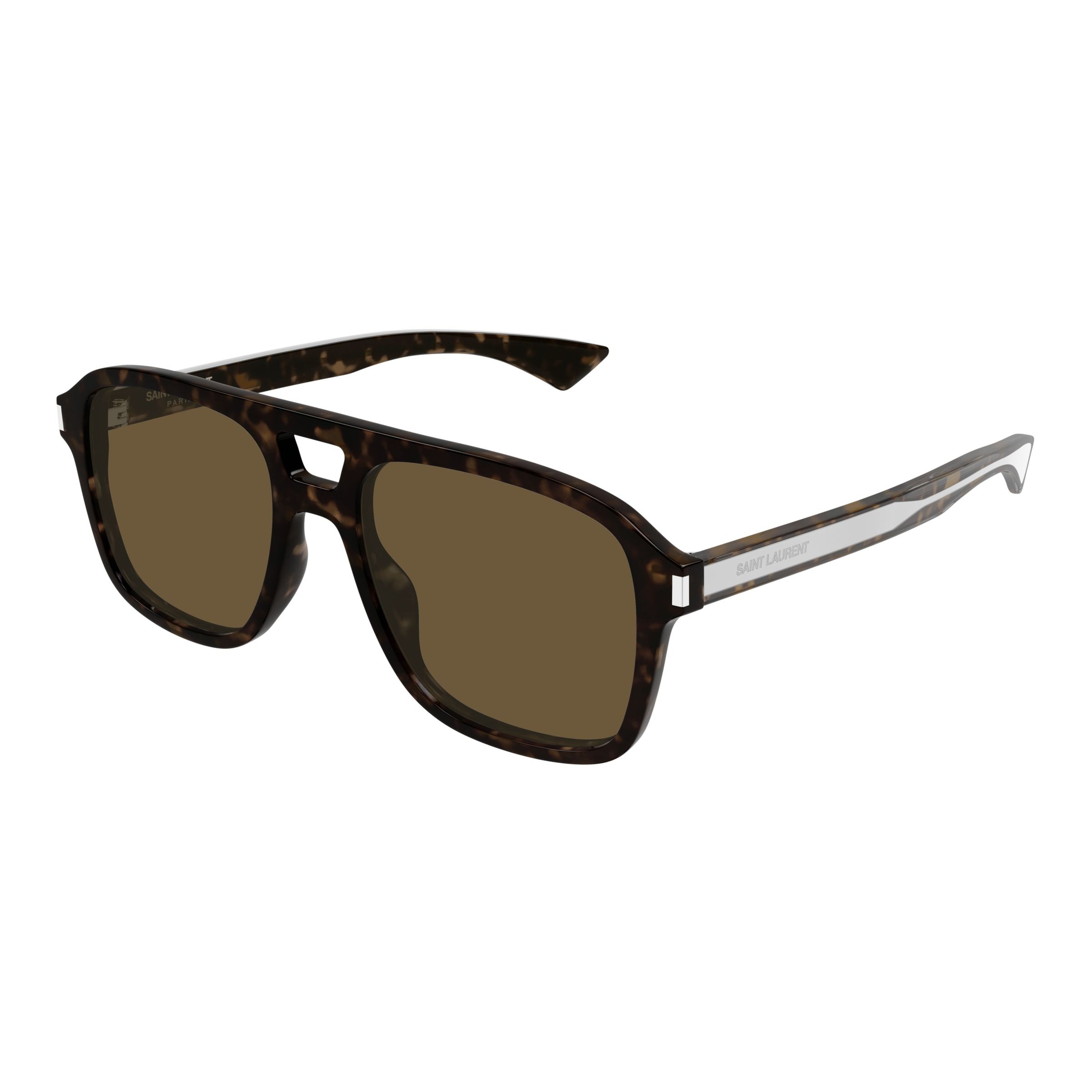 Tortoiseshell Square Frame Sunglasses With Transparent Temples