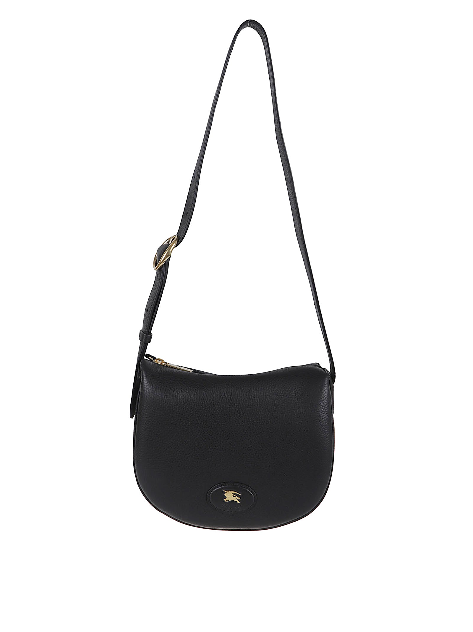 Rounded Black Leather Shoulder Bag