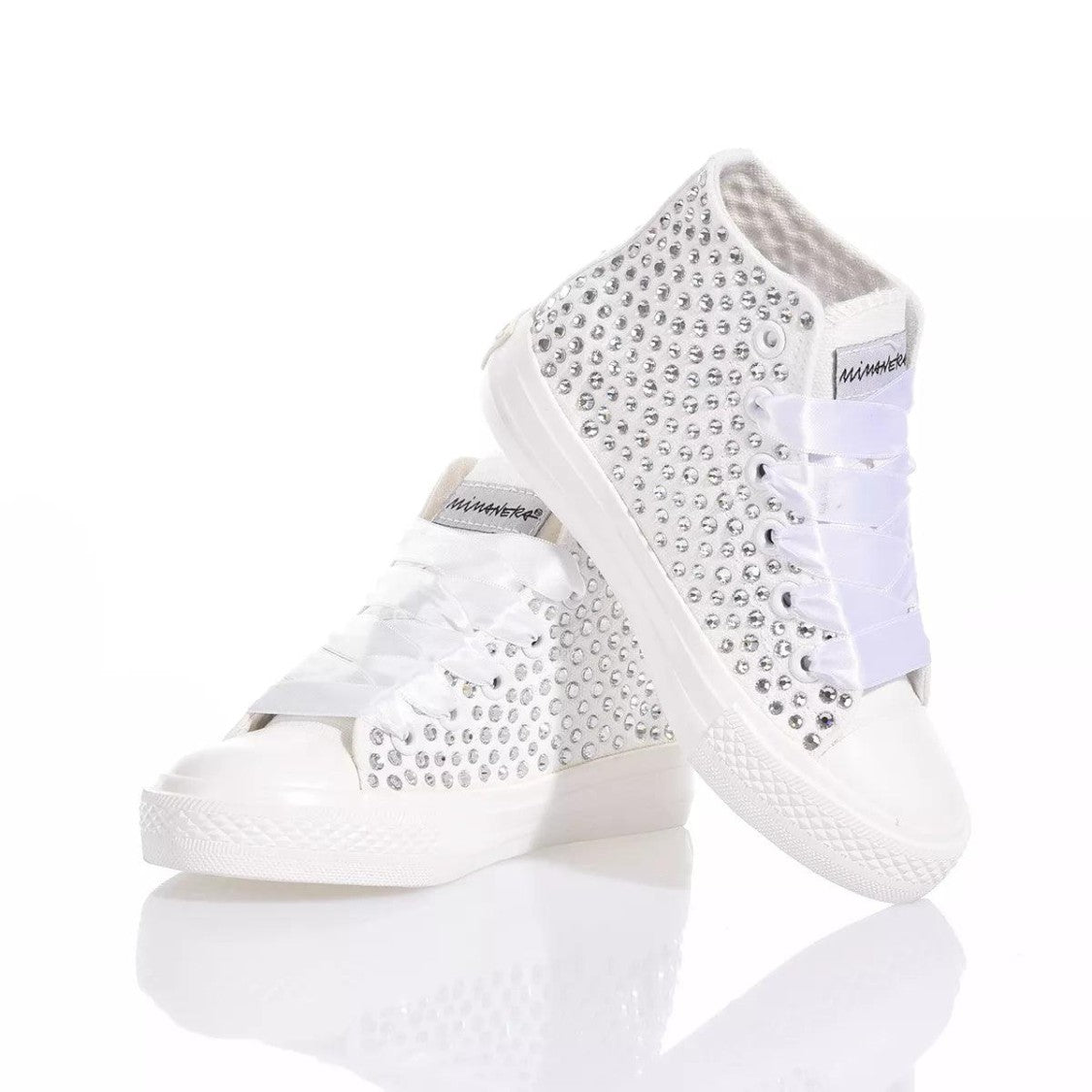 High-Top Canvas Sneakers With Swarovski Crystal Embellishments