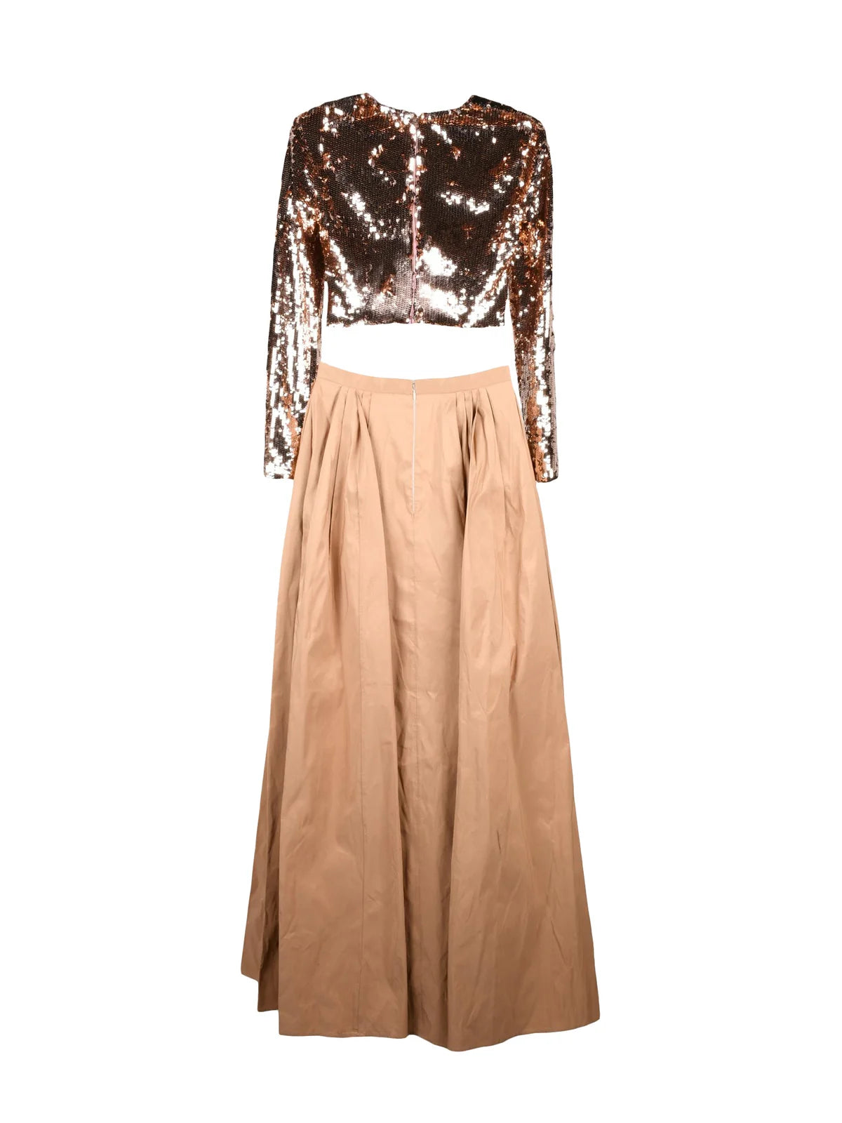 Brown/Bronze Polyamide Women Skirt Set