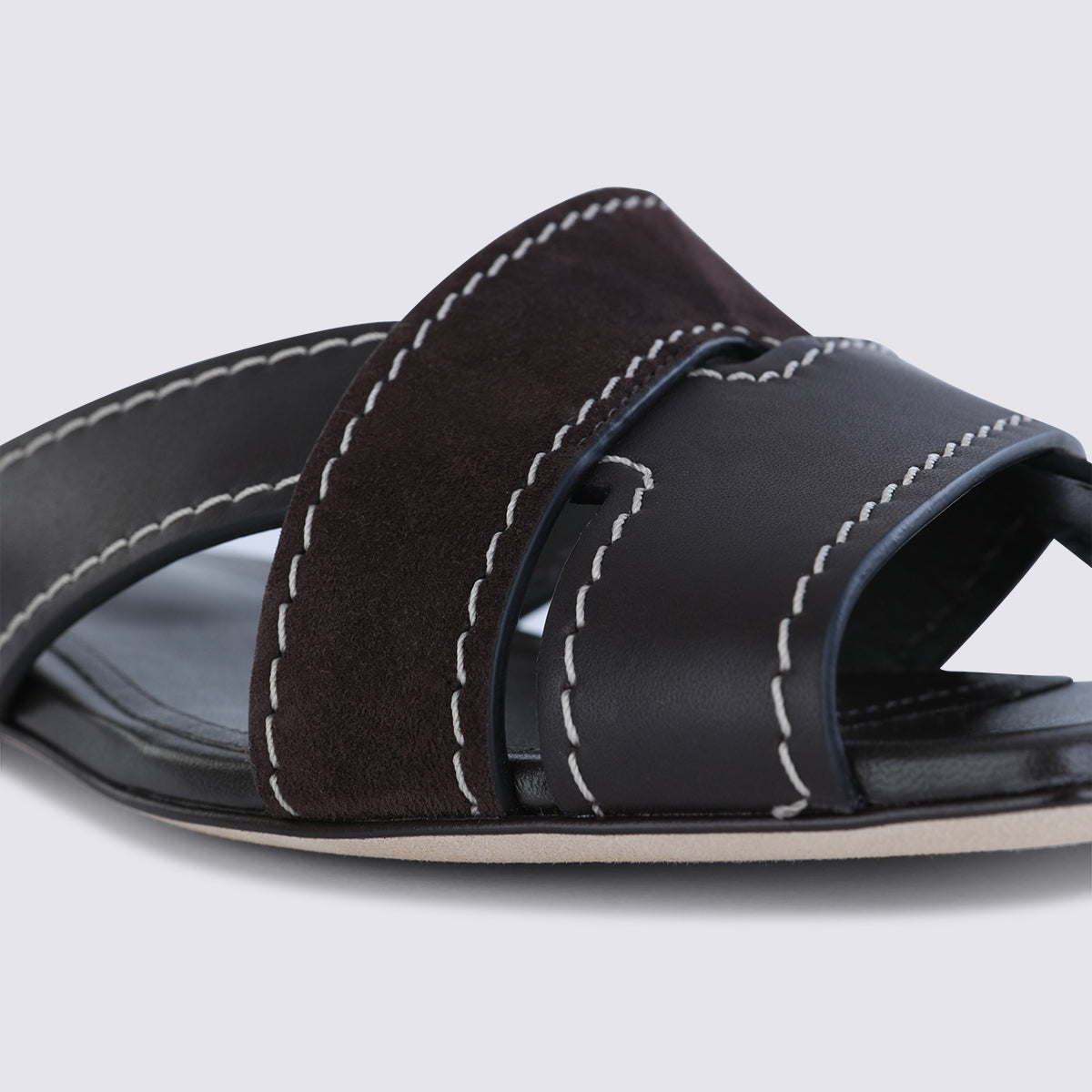 Dark Brown Leather Flats with Open Toe