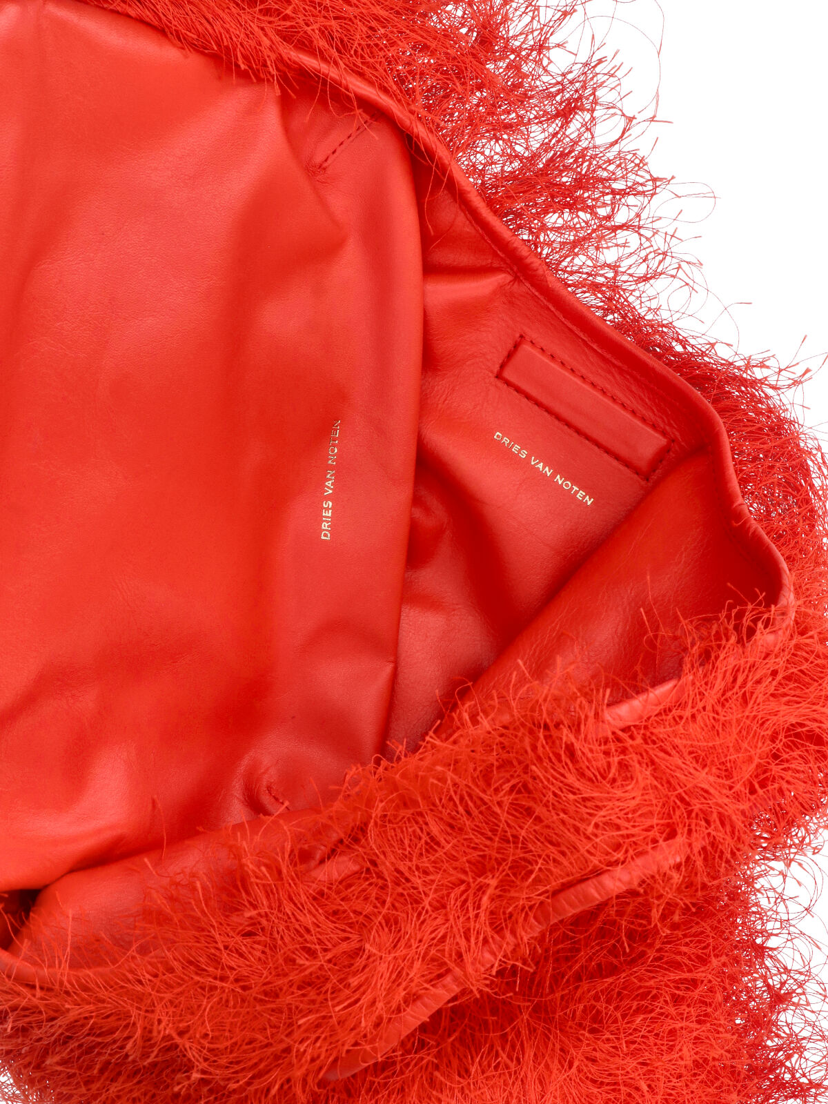 Red Shaggy Fringed Exterior Tote Bag