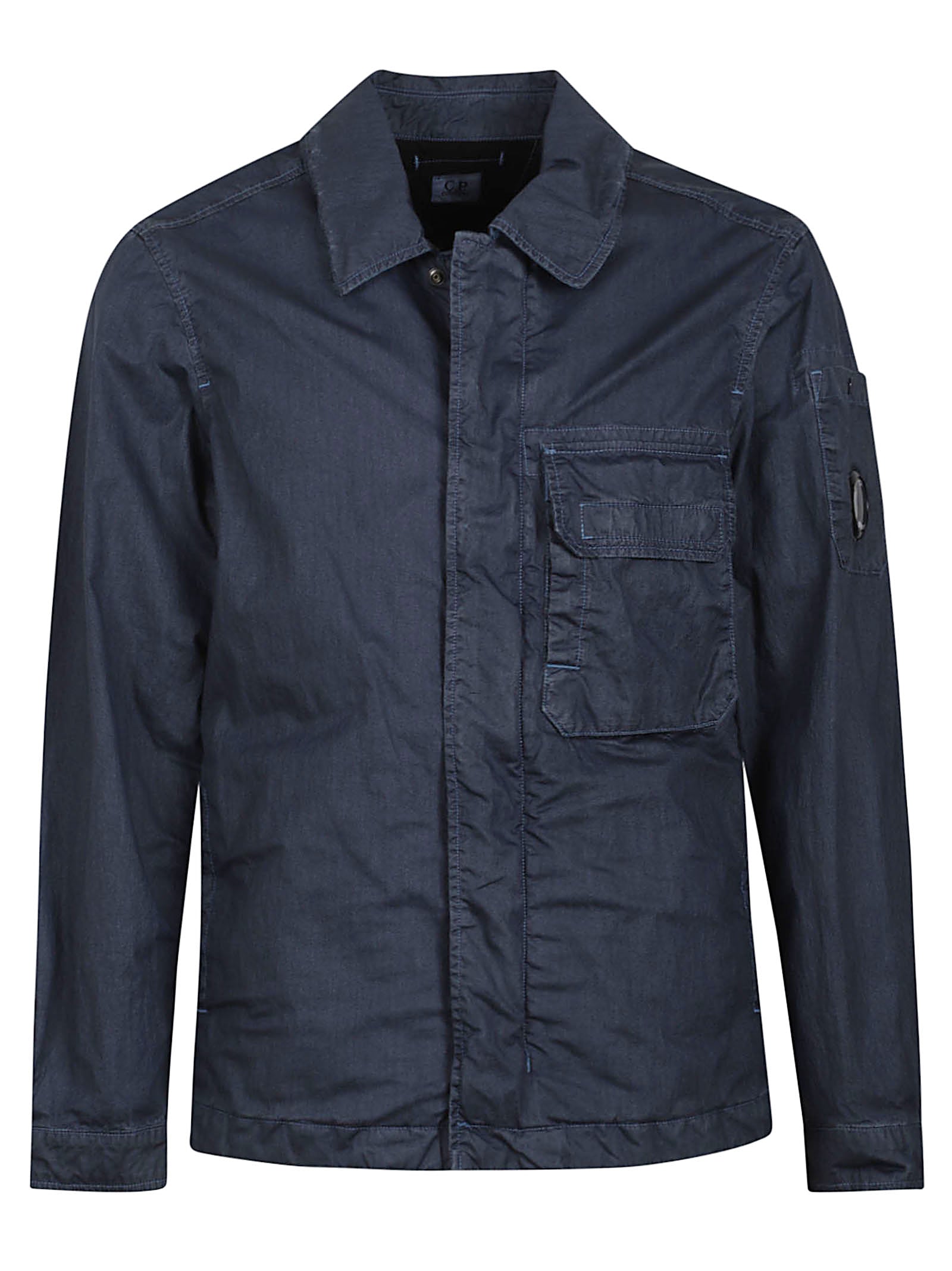 Structured Blue Jacket with Concealed Closure