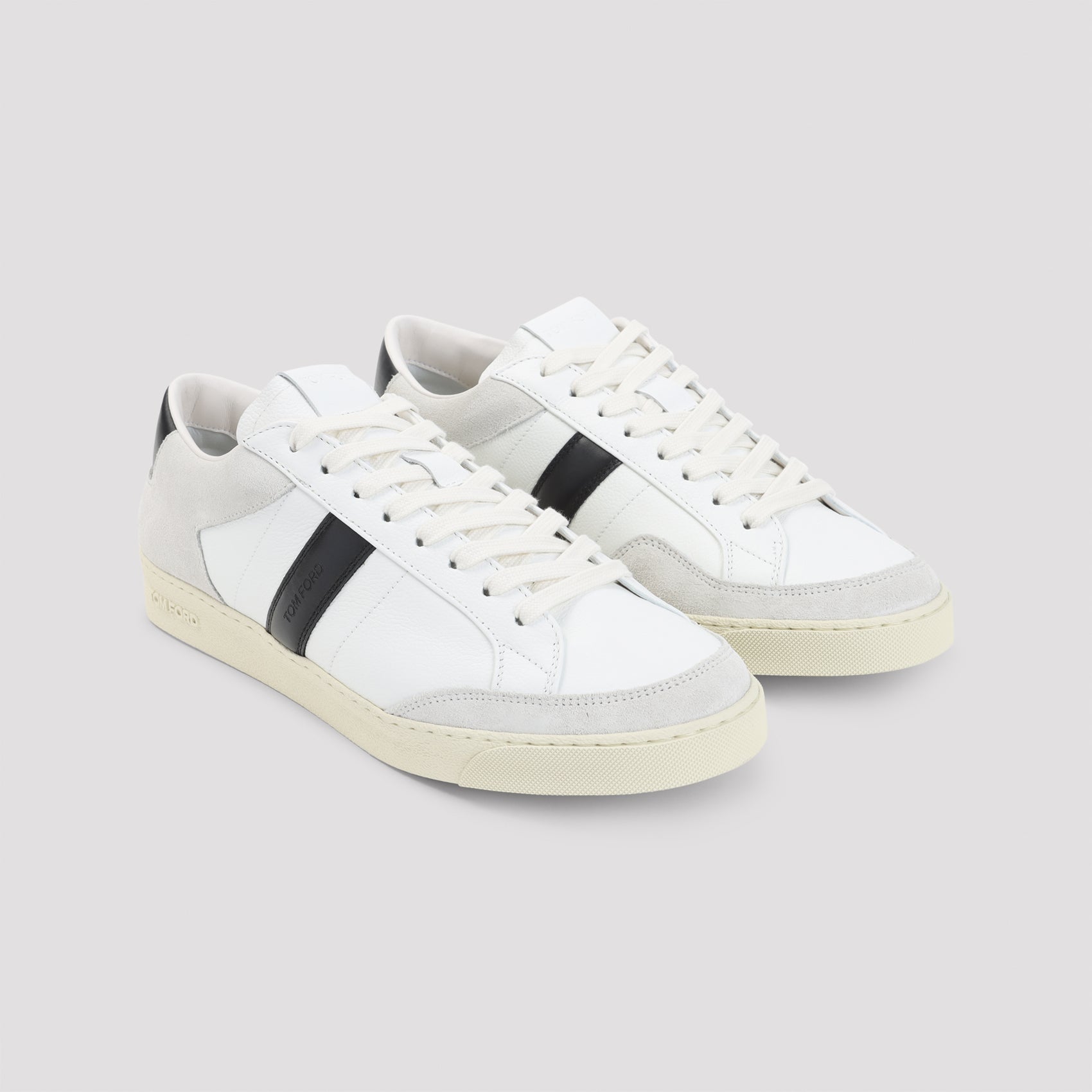 Low-Top Sneakers with Grey Suede Accents