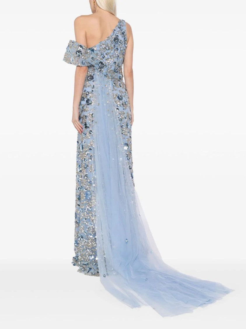 Tulle Dress, With Envelope Skirt And Off-Shoulder Sleeve And Tulle Tail