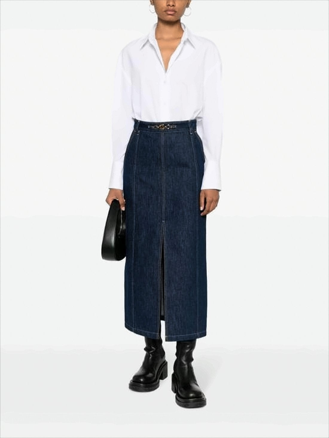 Straight Silhouette Denim Skirt