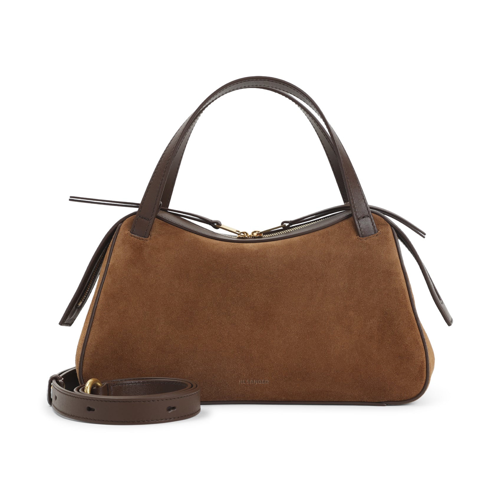 Structured Suede and Calf Leather Shoulder Bag