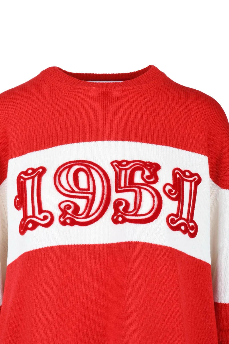Dirce Raised Detail Sweater - Red/White