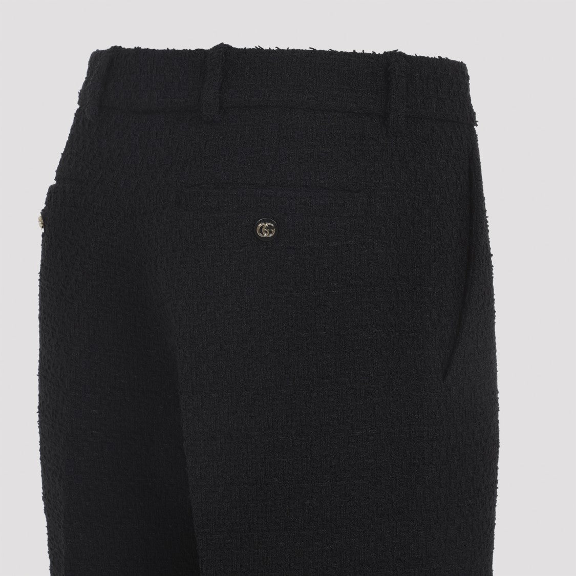 High-Waisted Straight-Leg Pants With Textured Fabric