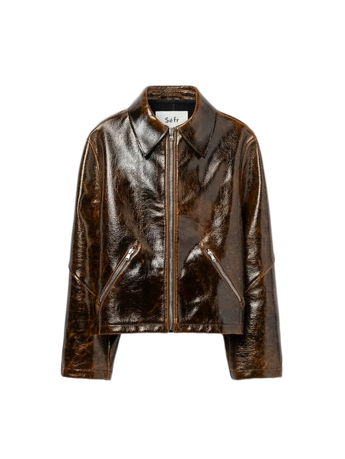 Glossy Dark Brown Cropped Jacket