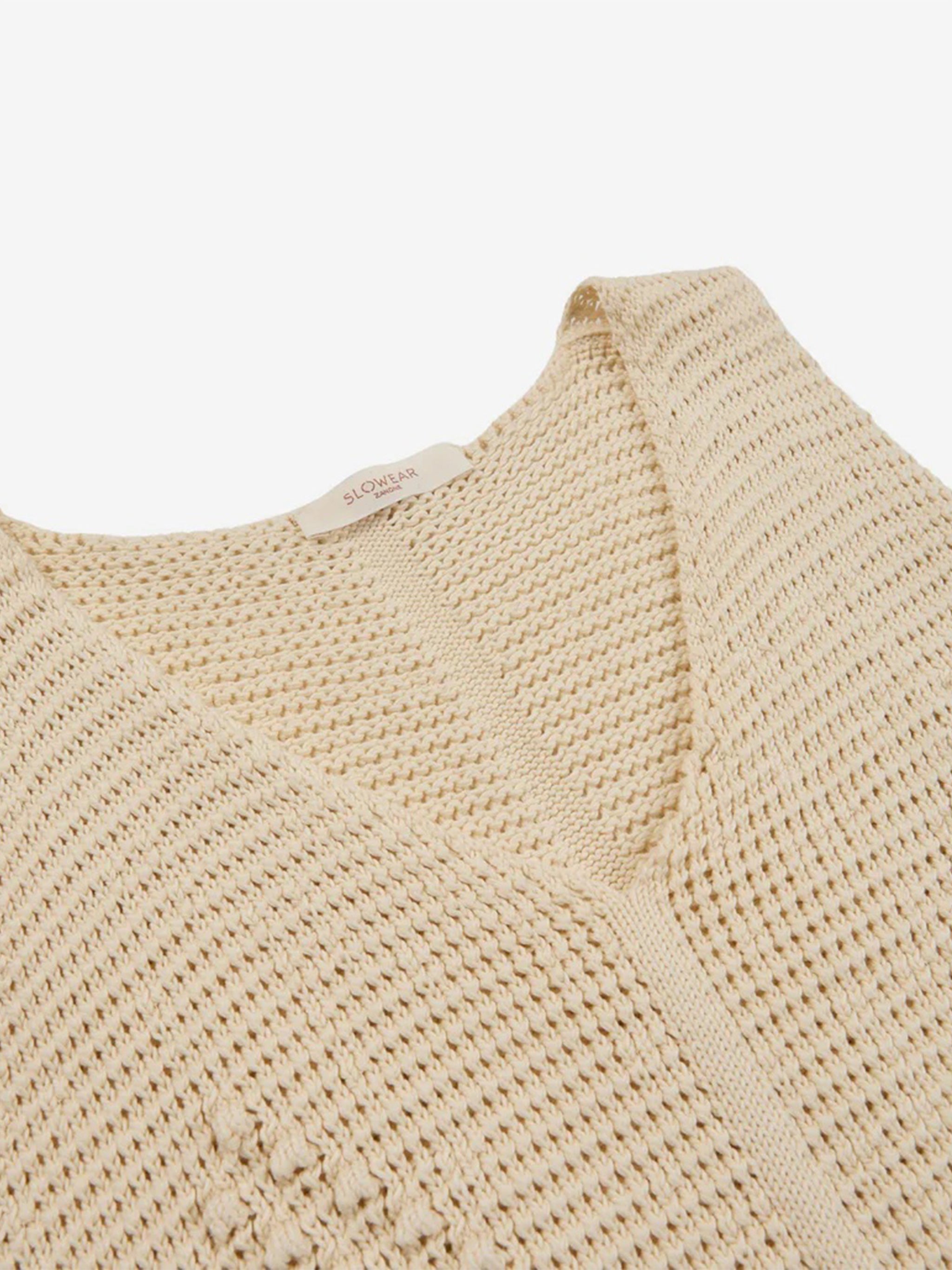 Textured Open-Knit Sleeveless Crop Top
