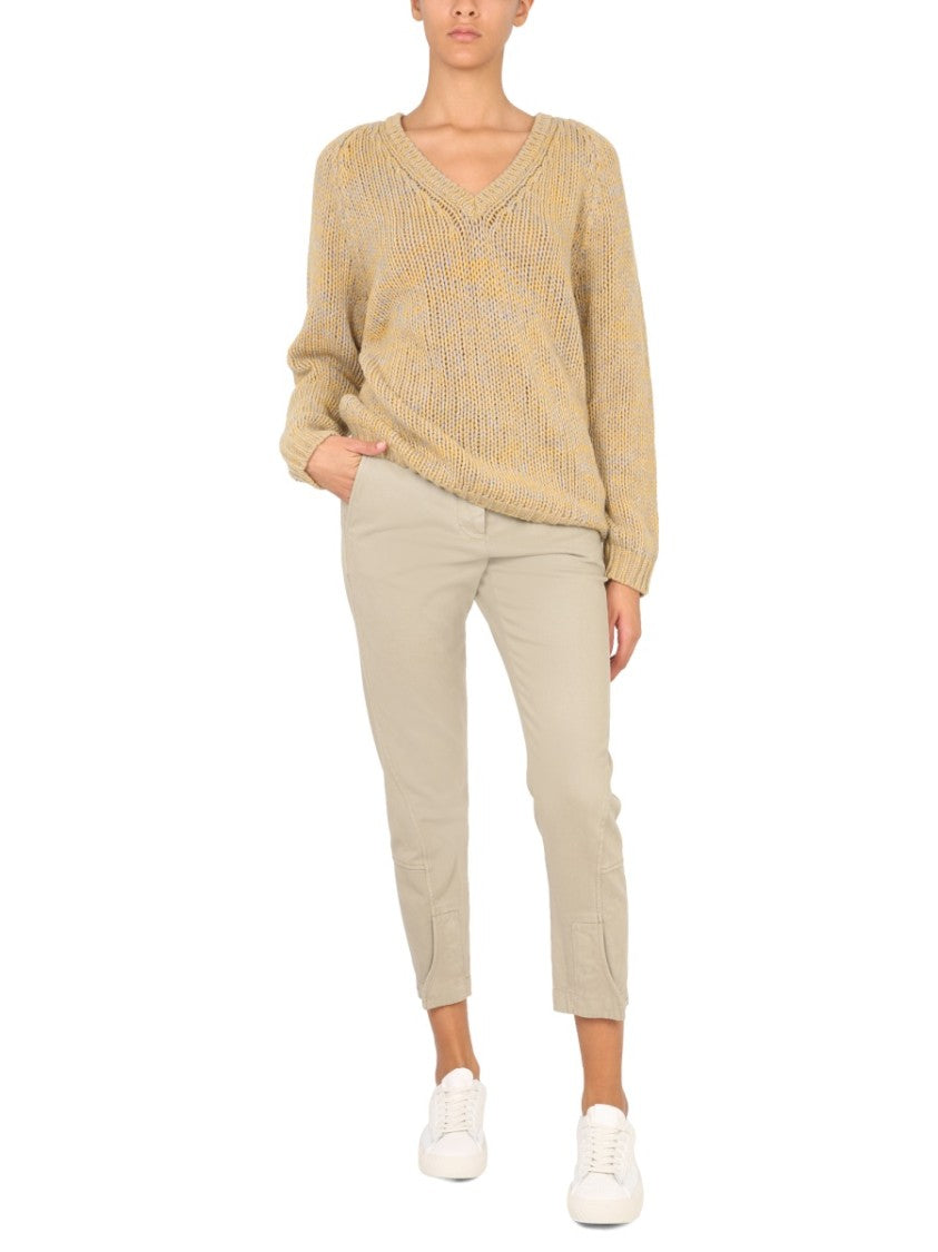 V-Neck Knit Sweater In Virgin Wool