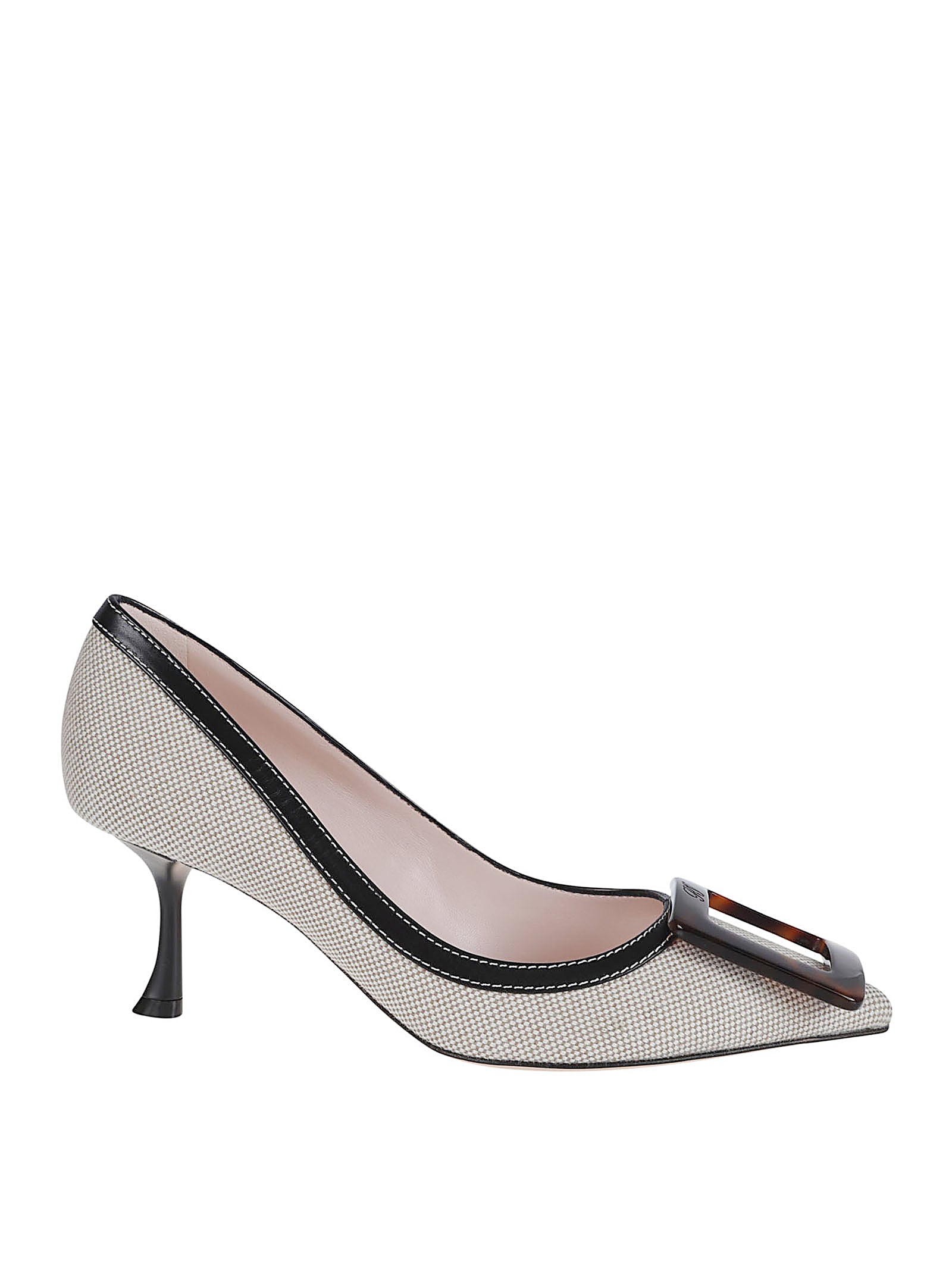 Pointed-Toe Pump with Tortoiseshell Buckle