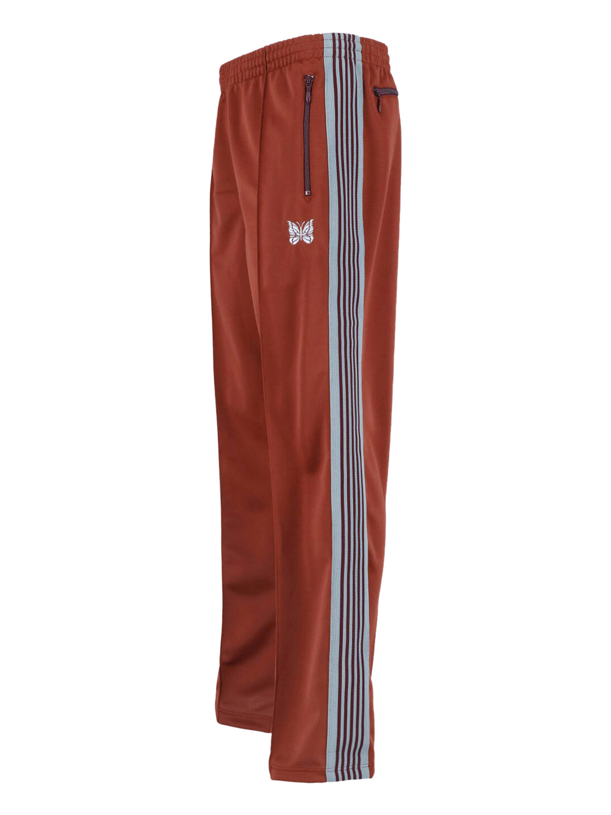 Red Wide-Leg Butterfly Embroidered Track Pants