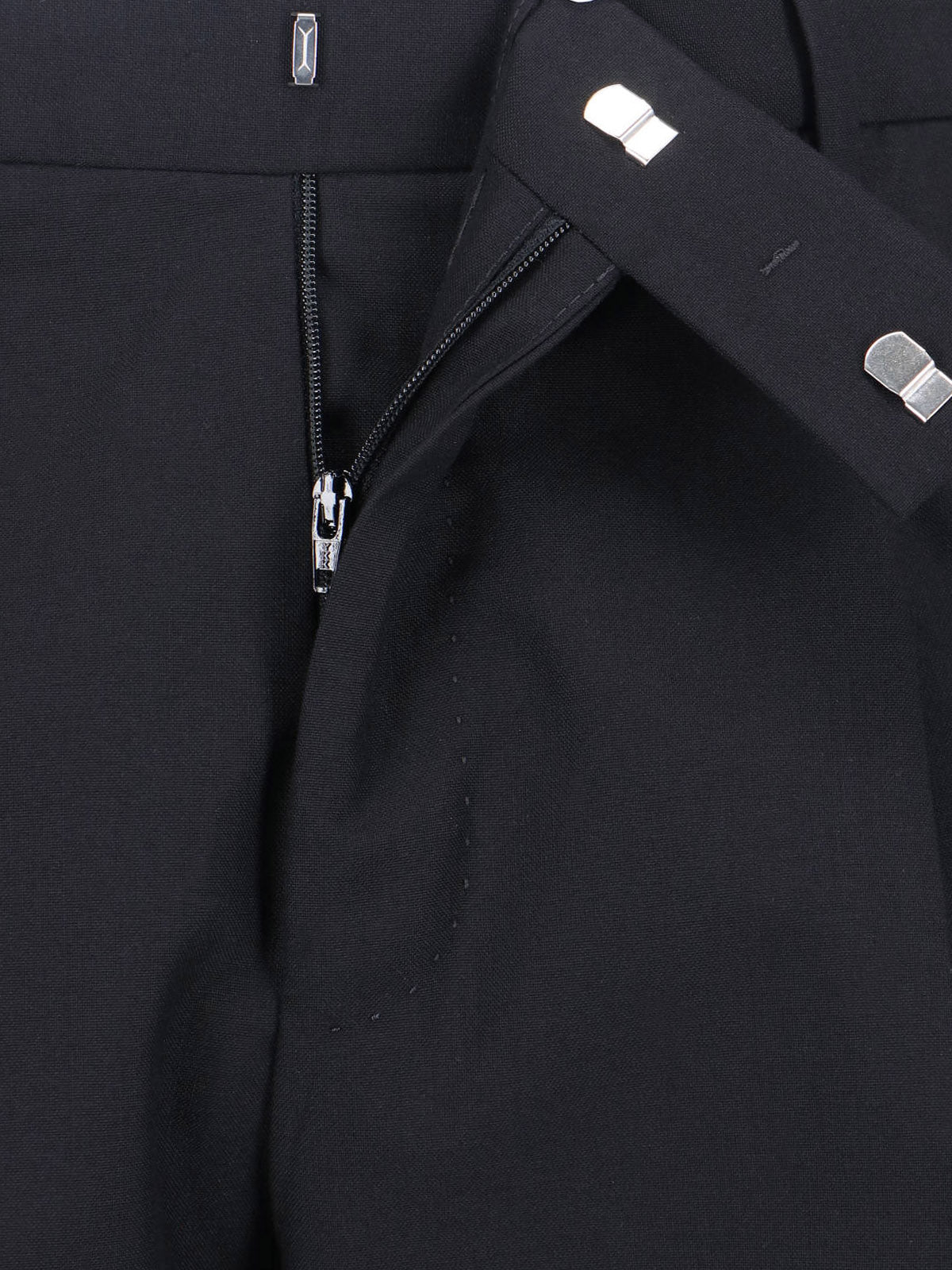 Black Tailored Pleated Virgin Wool Trousers
