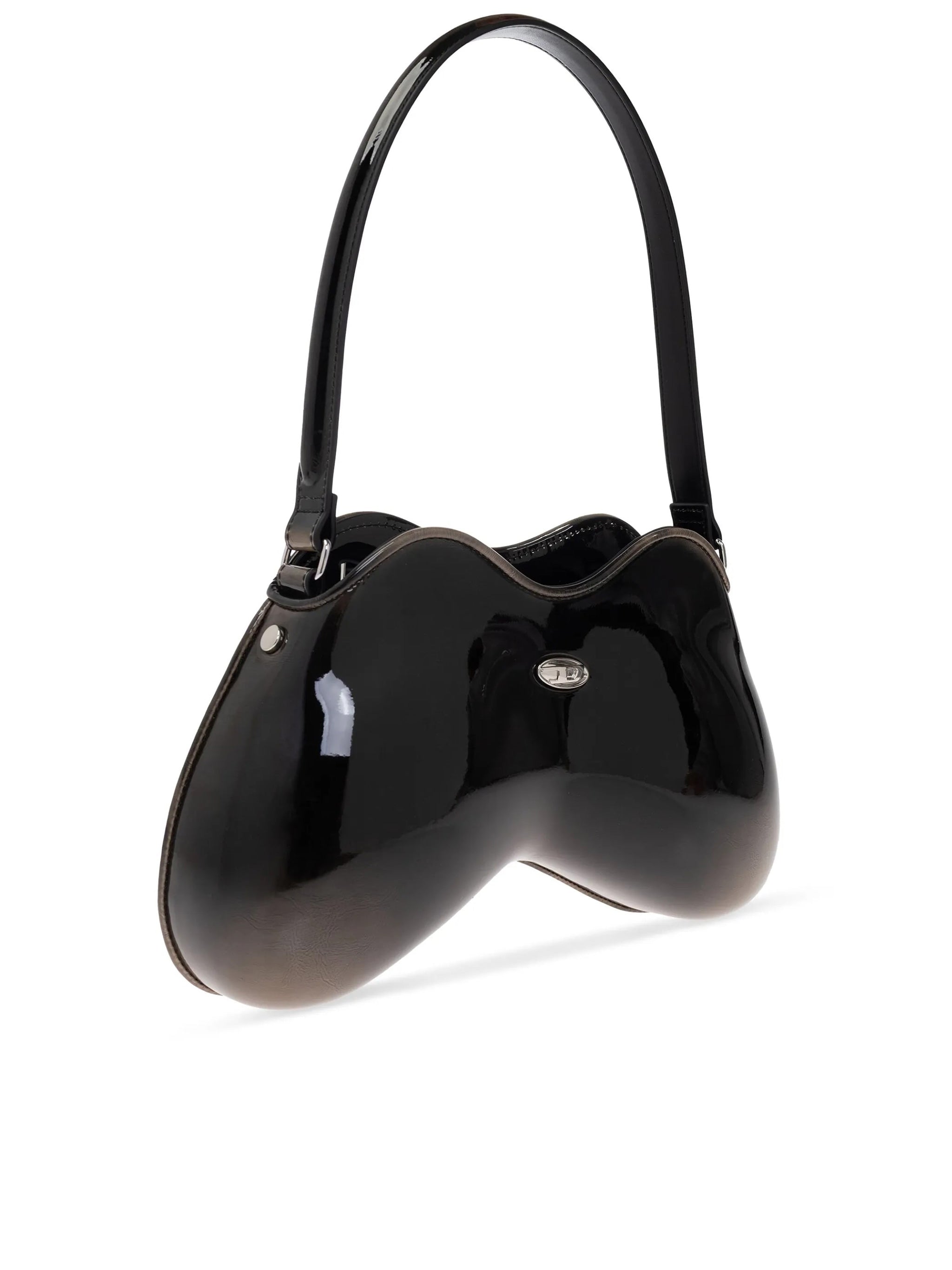 Black Play Double-D Sculptural Glossy Handbag