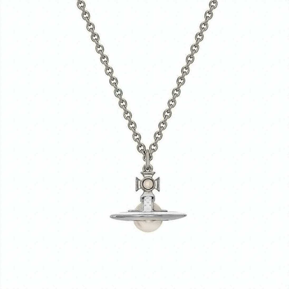 Stylized Orb Pendant Necklace with Pearl Detail