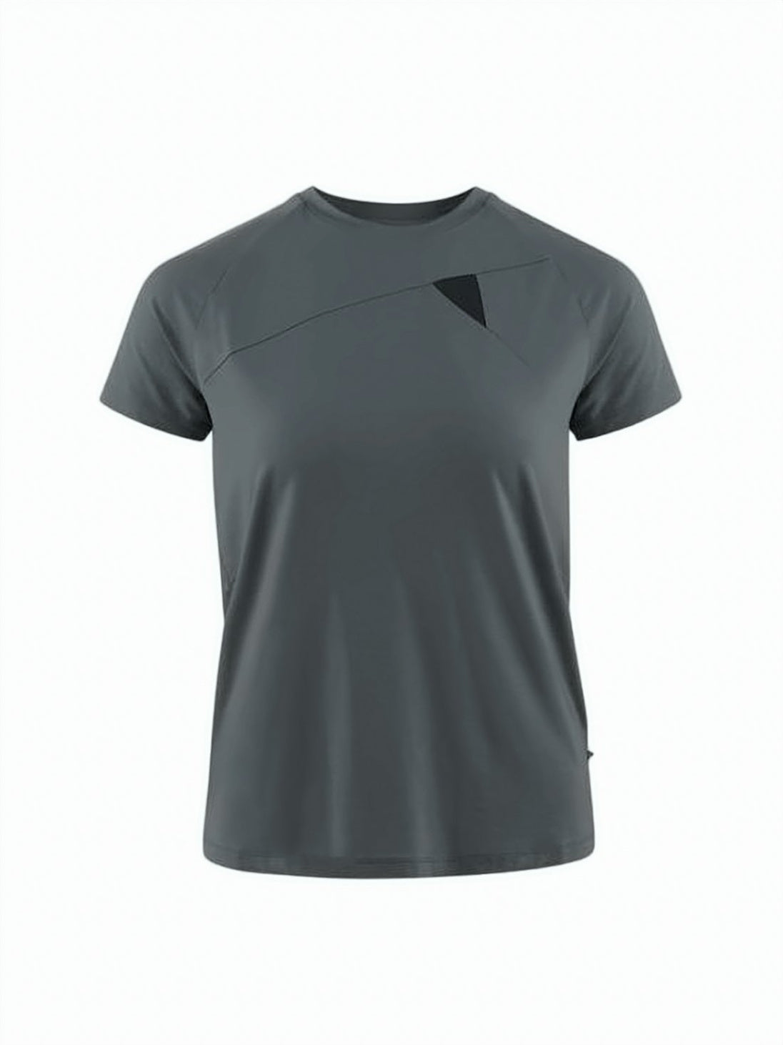 Short-Sleeved Grey T-Shirt with Diagonal Seam Detail