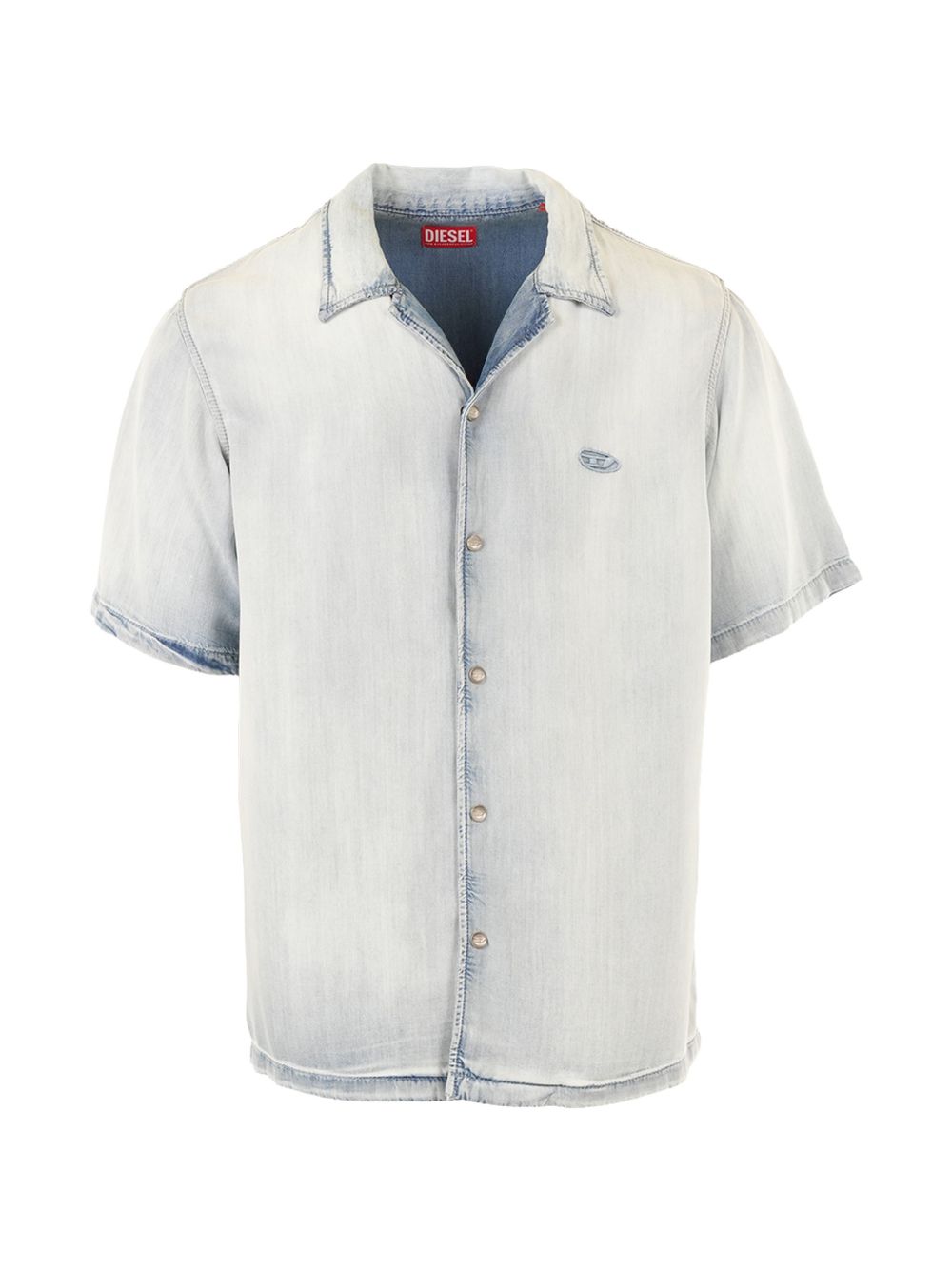 Short-Sleeve Casual Shirt with Light Wash Effect