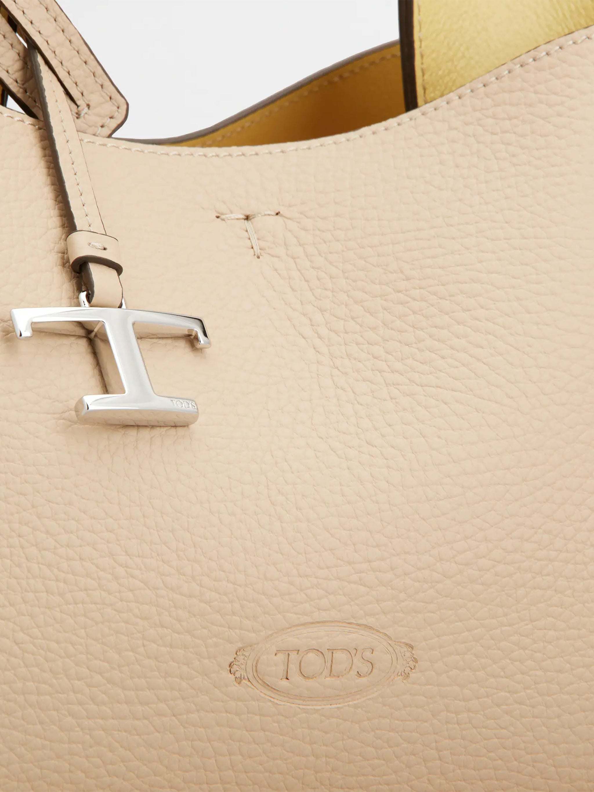 Neutral Textured Leather Handbag