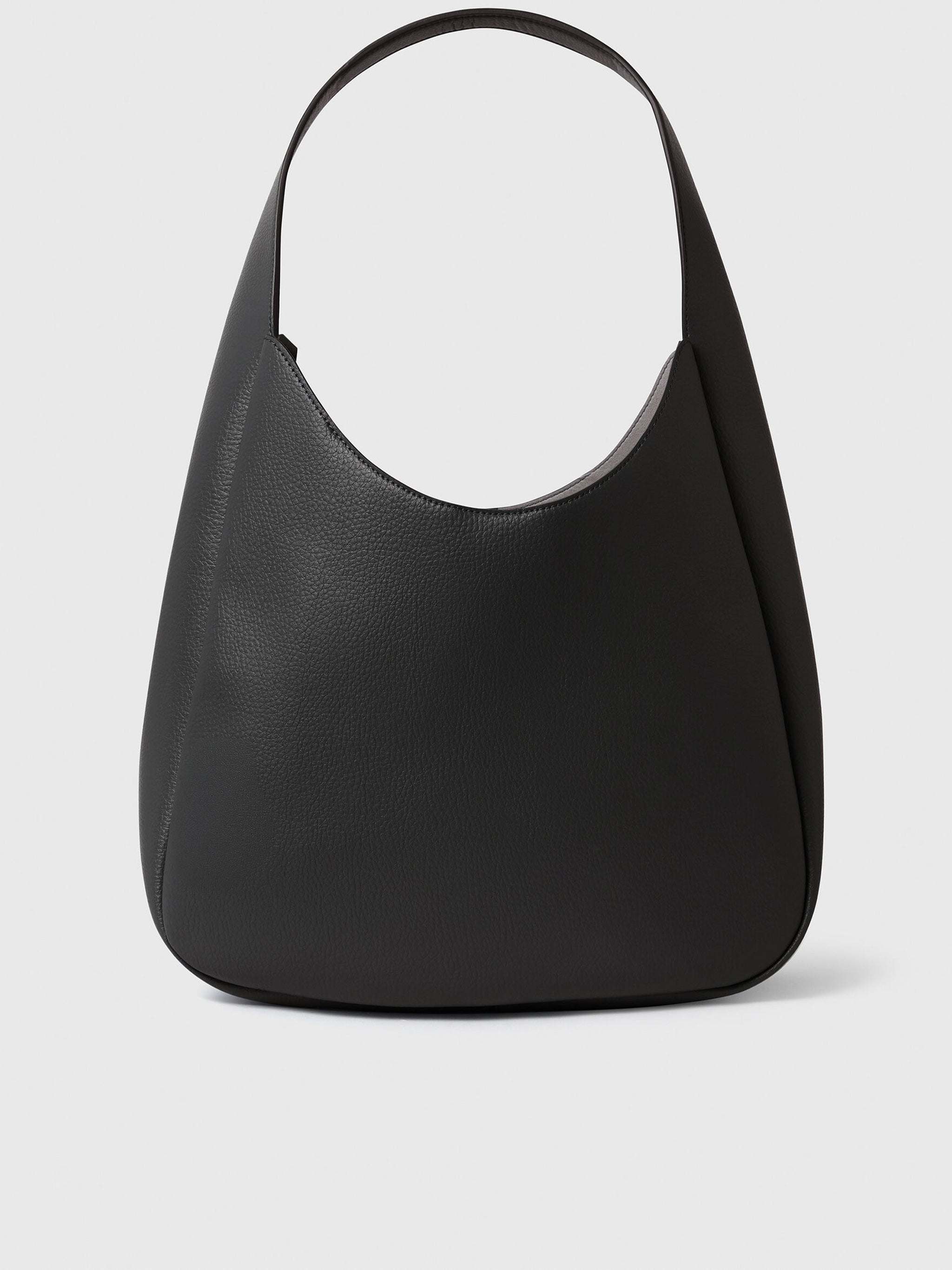 Black Large Hobo Eco Grainy Shoulder Bag