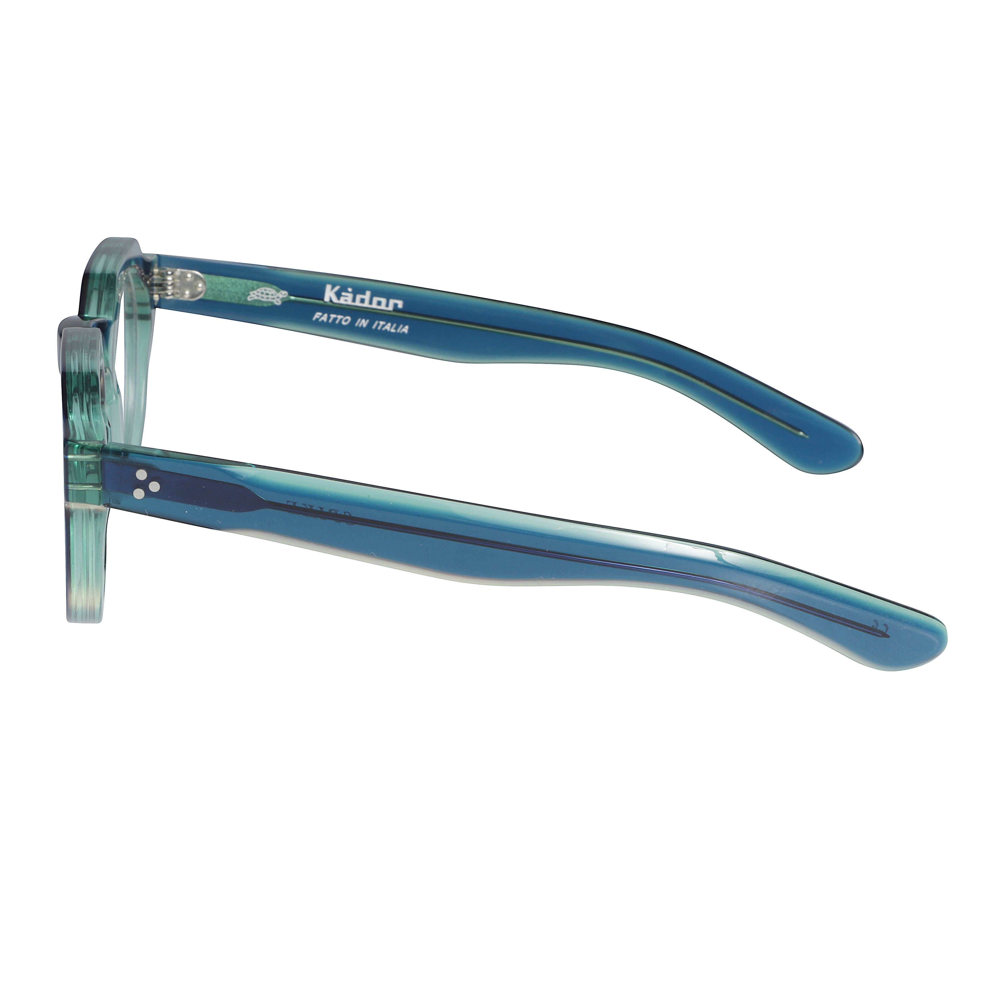 Spike Rounded Geometric Bridge Sunglasses with Translucent Blue-Green Acetate