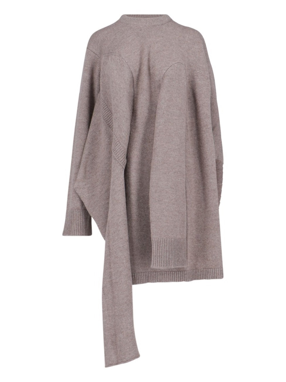 Asymmetrical Unstructured Sweater In Beige