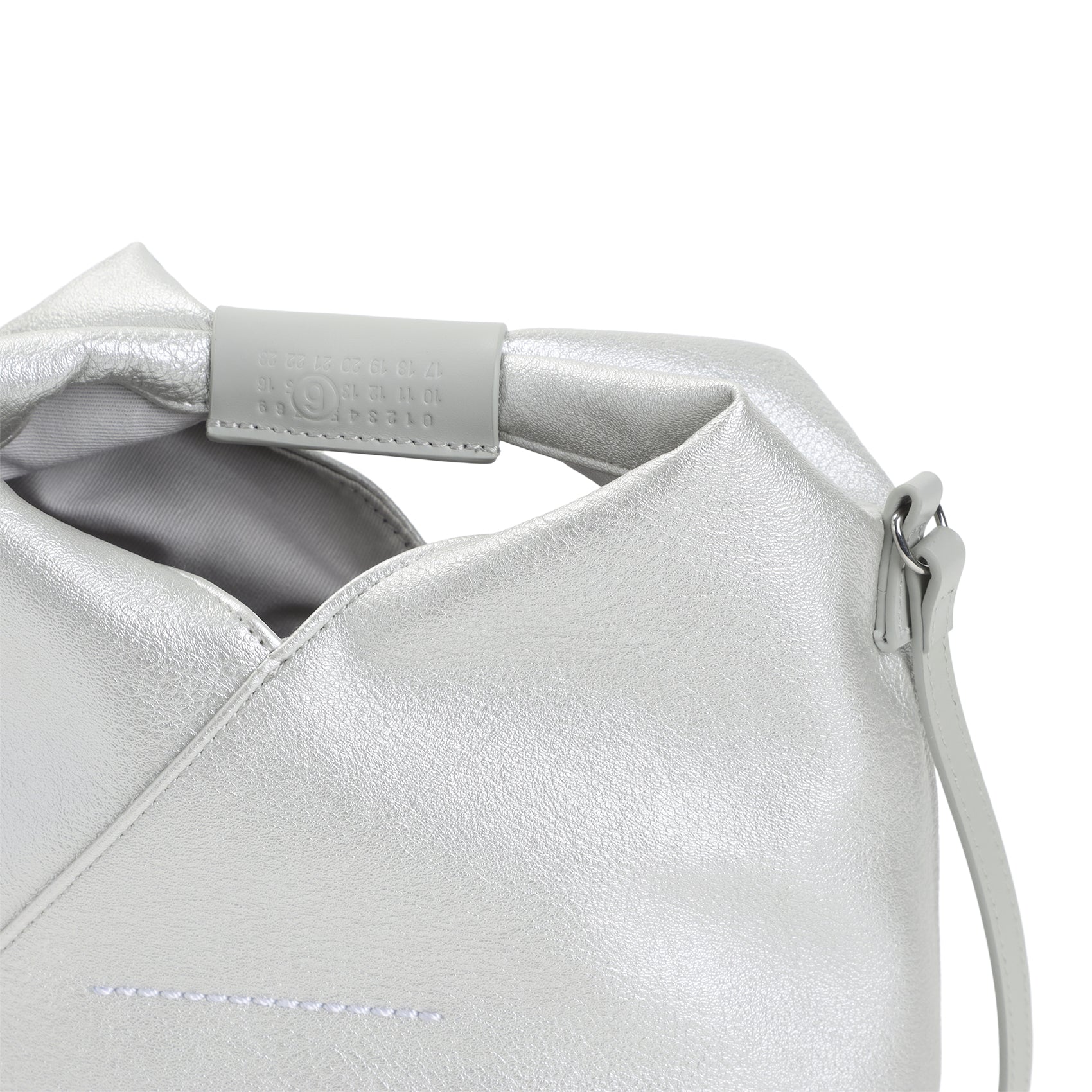 Silver Polyurethane Crossbody Bag with Adjustable Strap
