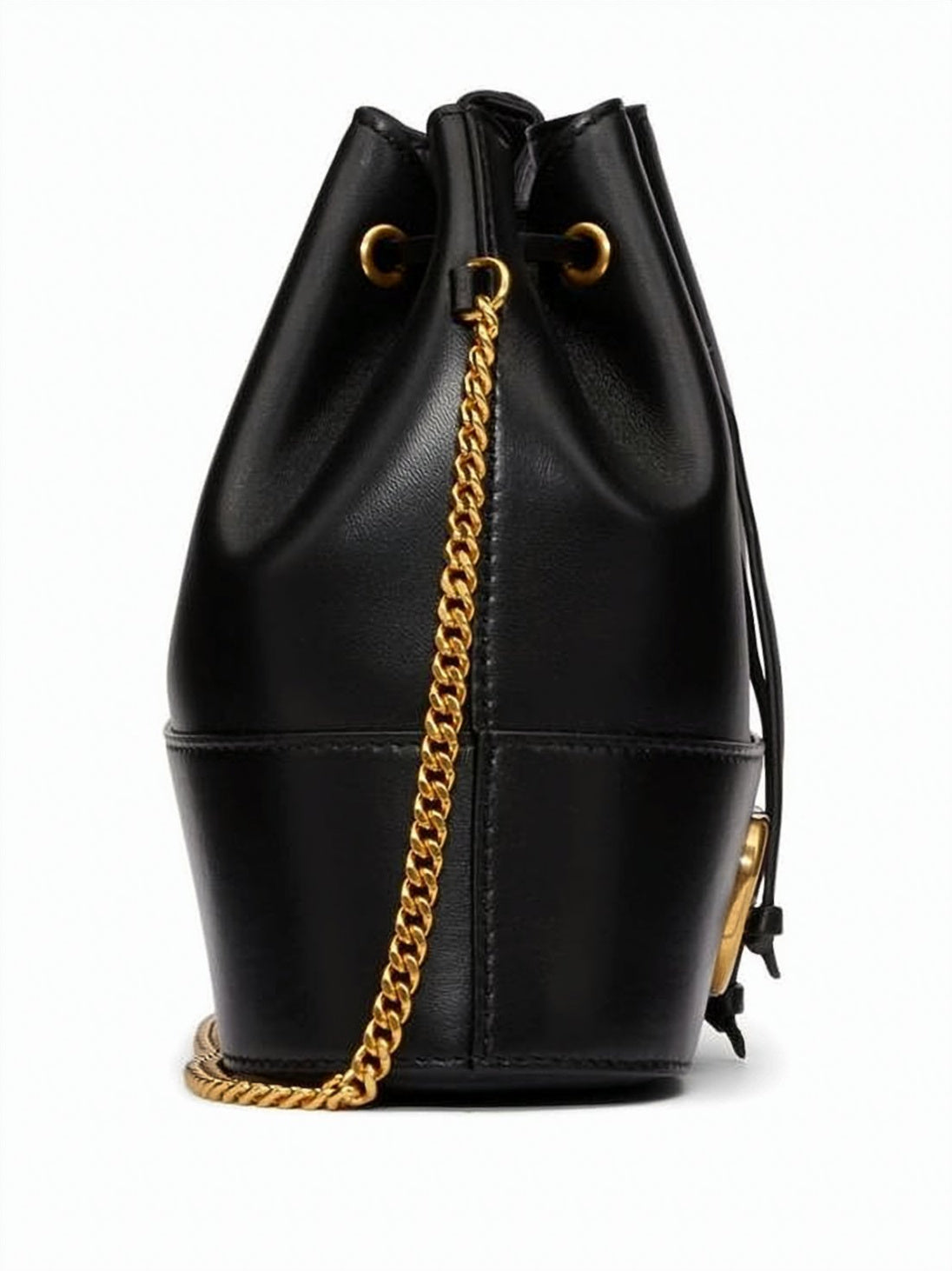 Black Leather Crossbody Bag with Gold Hardware