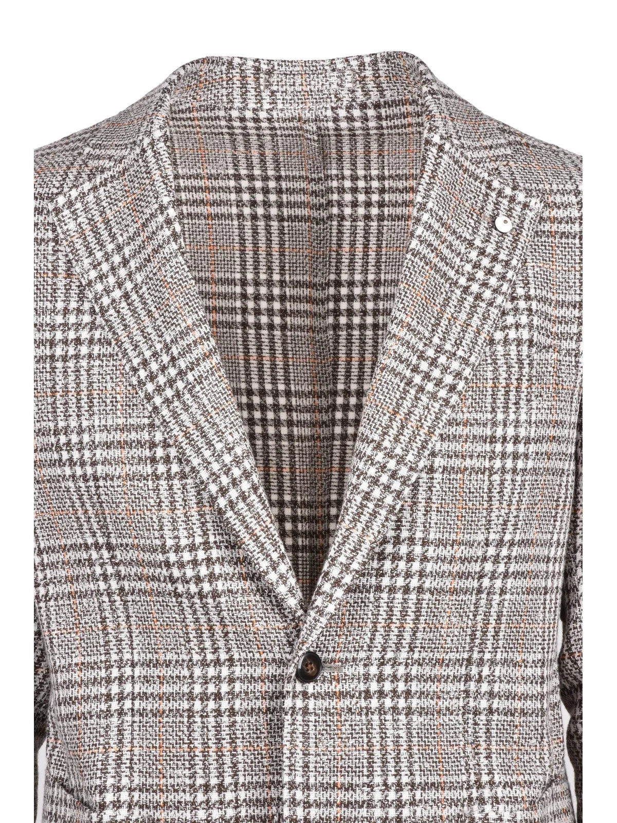 Cotton Linen Acrylic Jacket - White/Brown