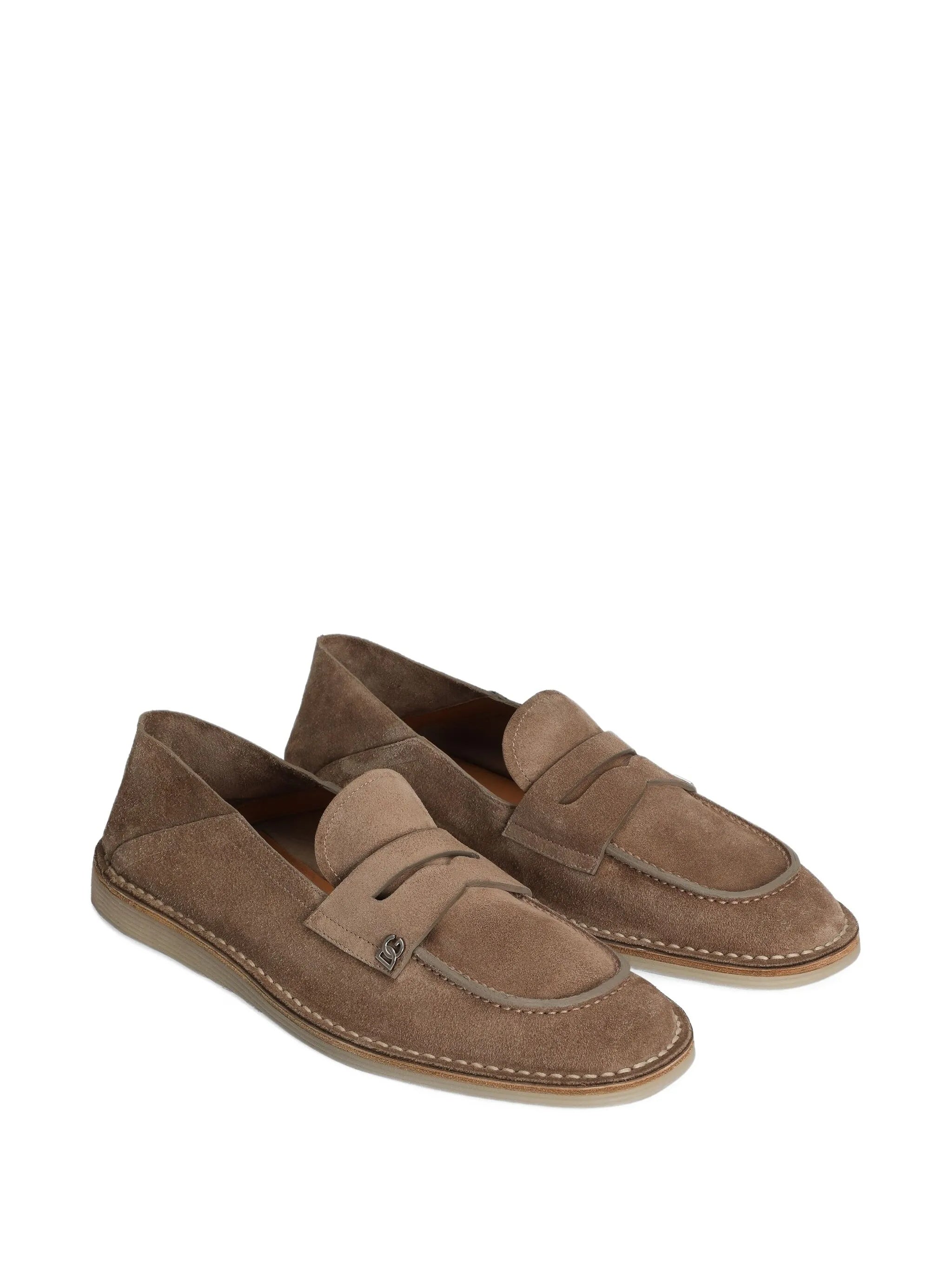 Brown Croba Suede Penny Strap Loafers