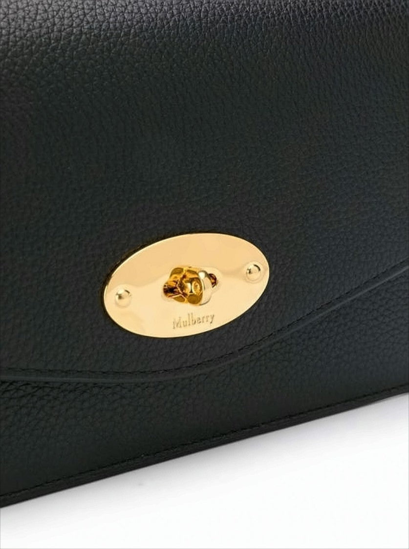 Textured Leather Mini Shoulder Bag with Gold-Tone Clasp