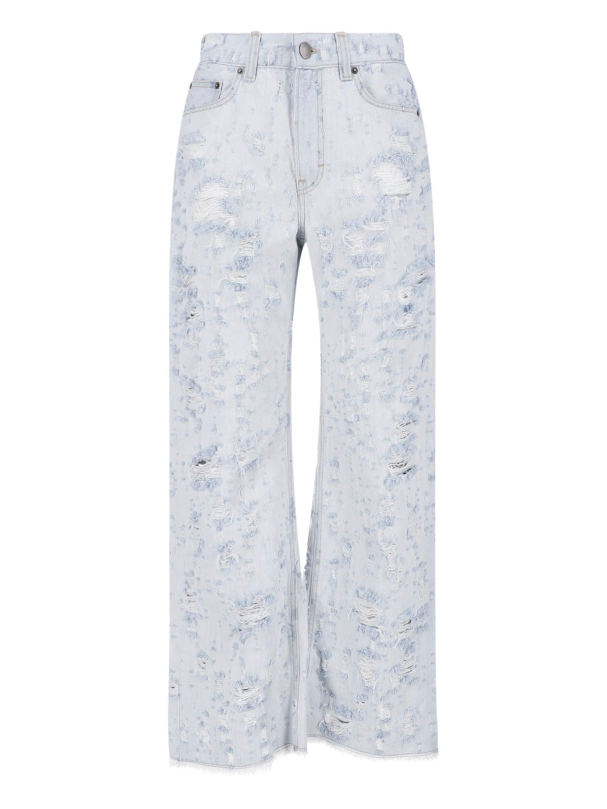Light Blue Winny Wide-Leg Destroyed Jeans
