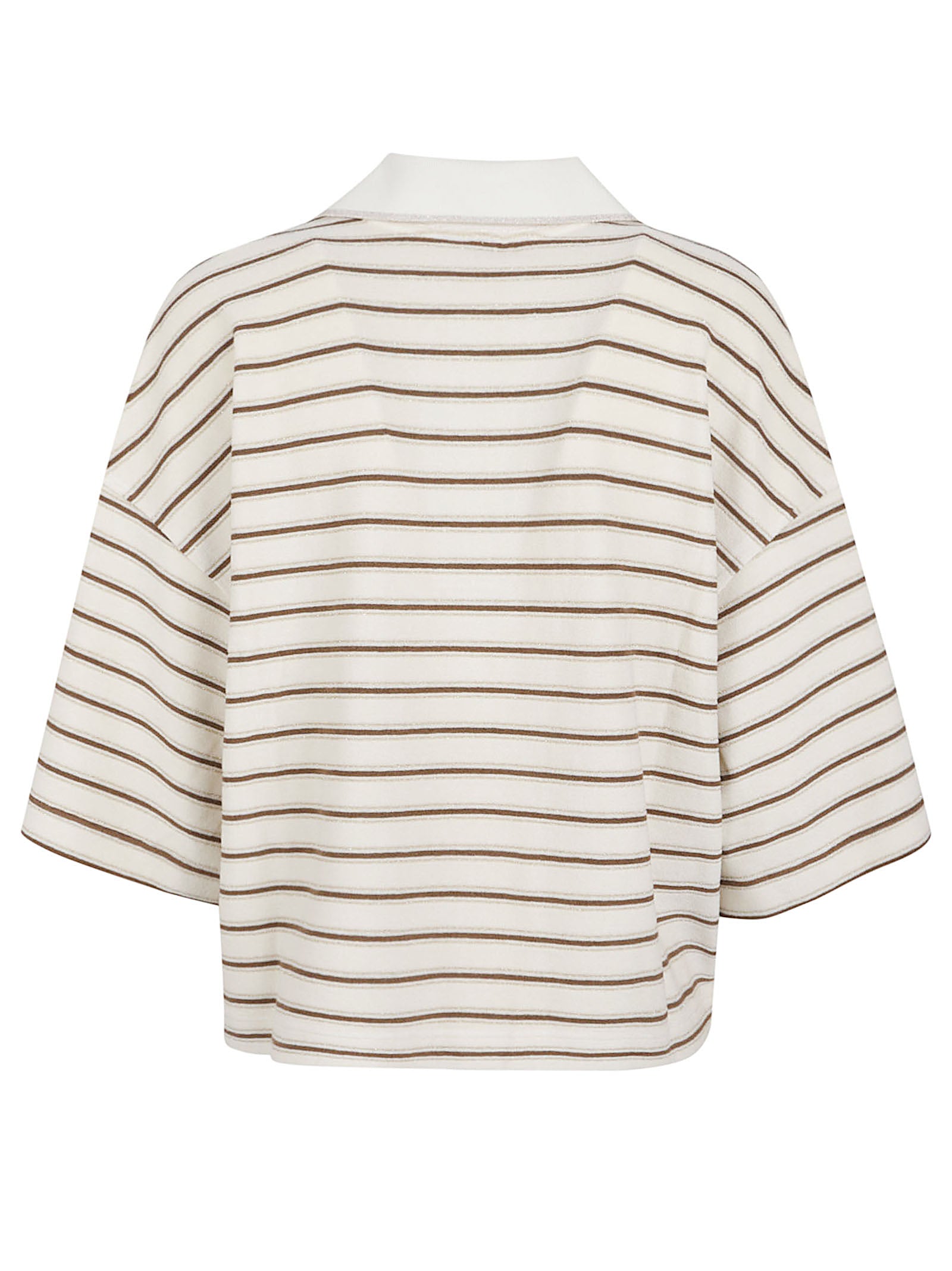 Cropped Top with Horizontal Stripes and Open Collar