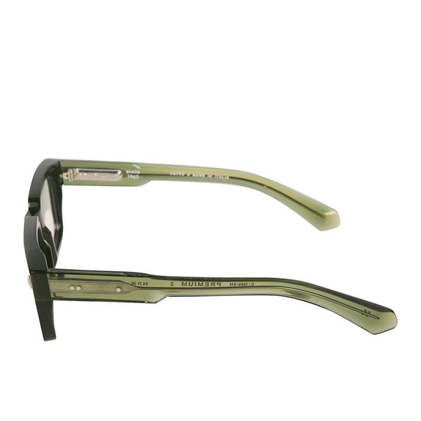 Premium 2 Rectangular Frame Sunglasses with Translucent Green Accents