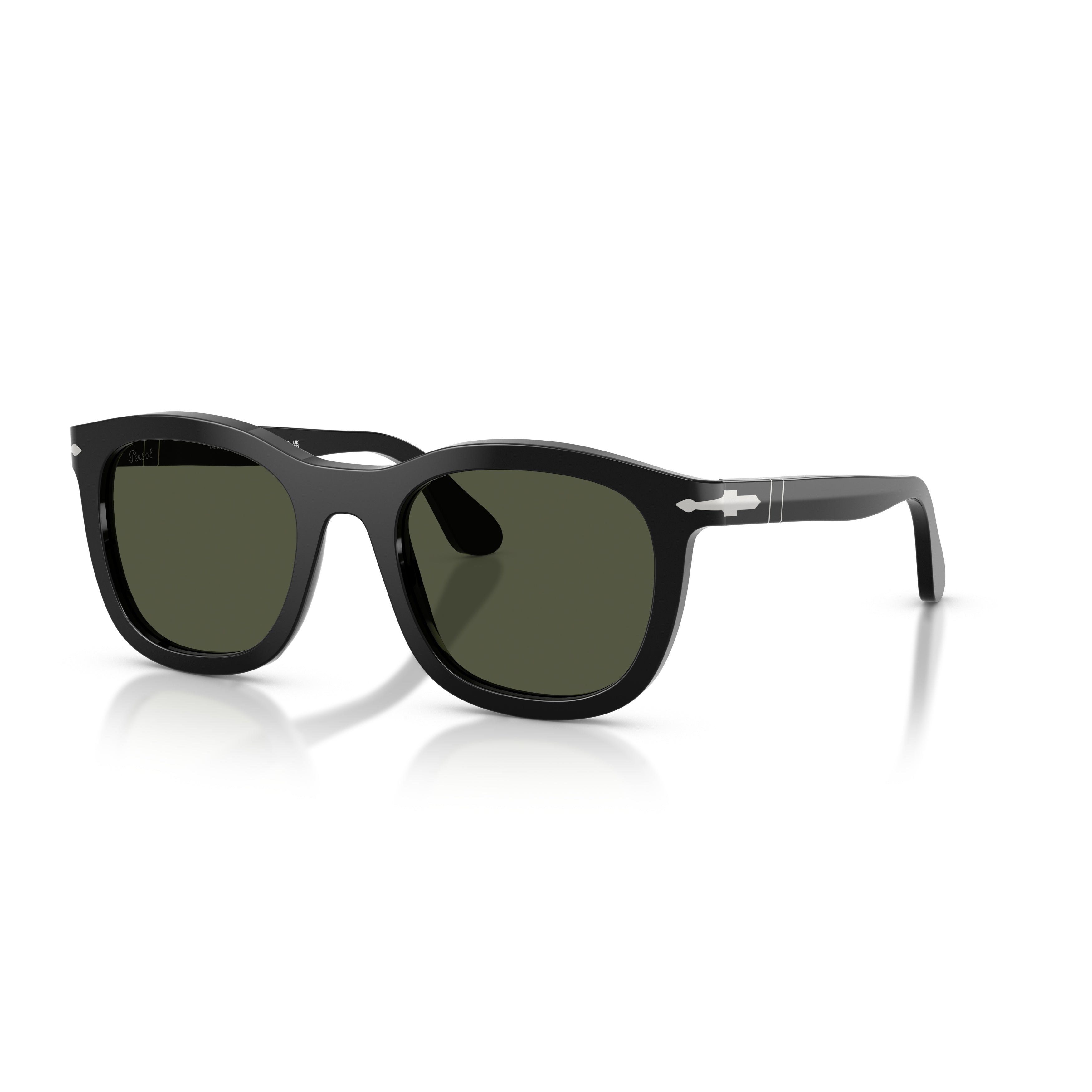 0po3395s Rectangular Acetate Sunglasses with Dark Green Lenses