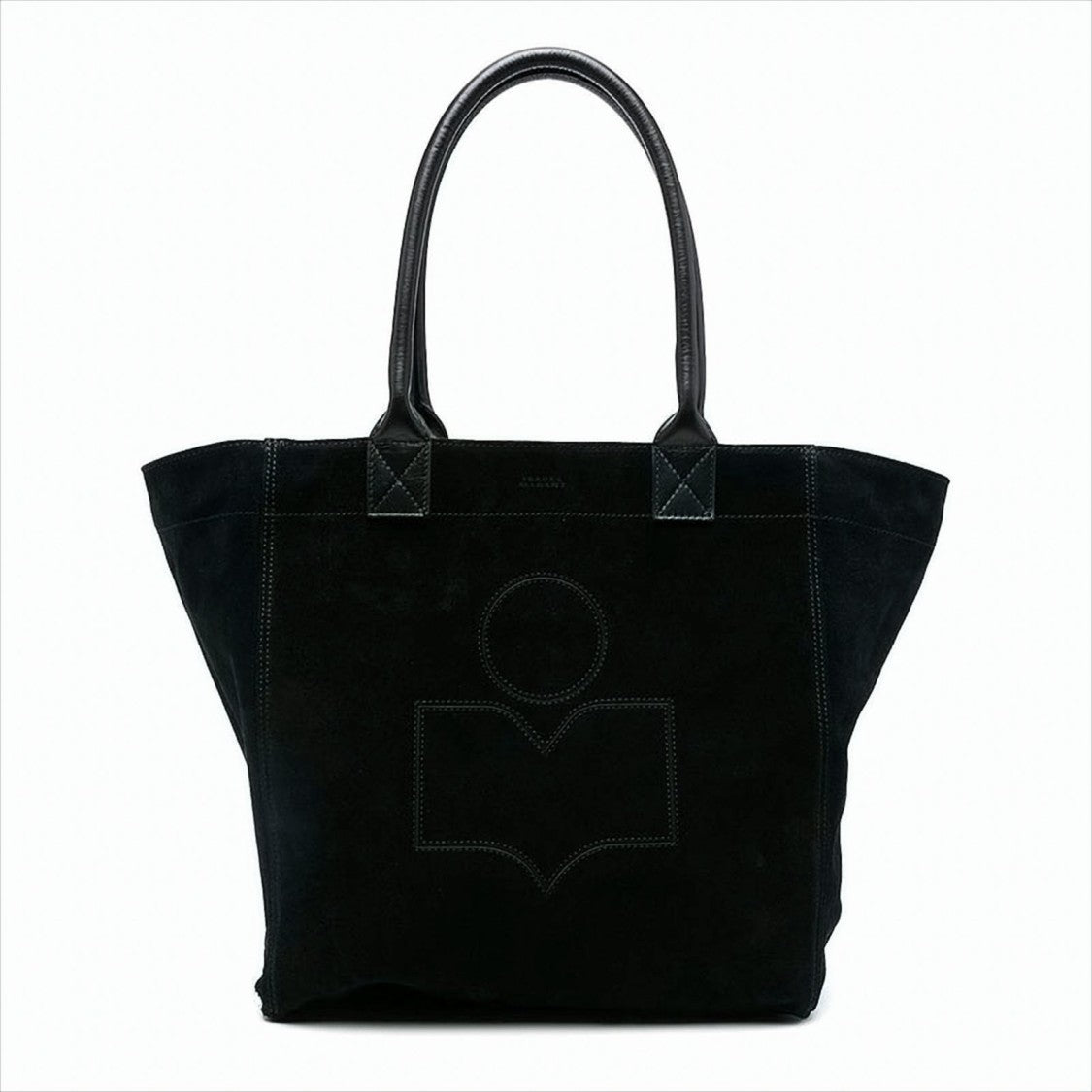 Tapered Black Suede Calf Leather Small Tote Bag