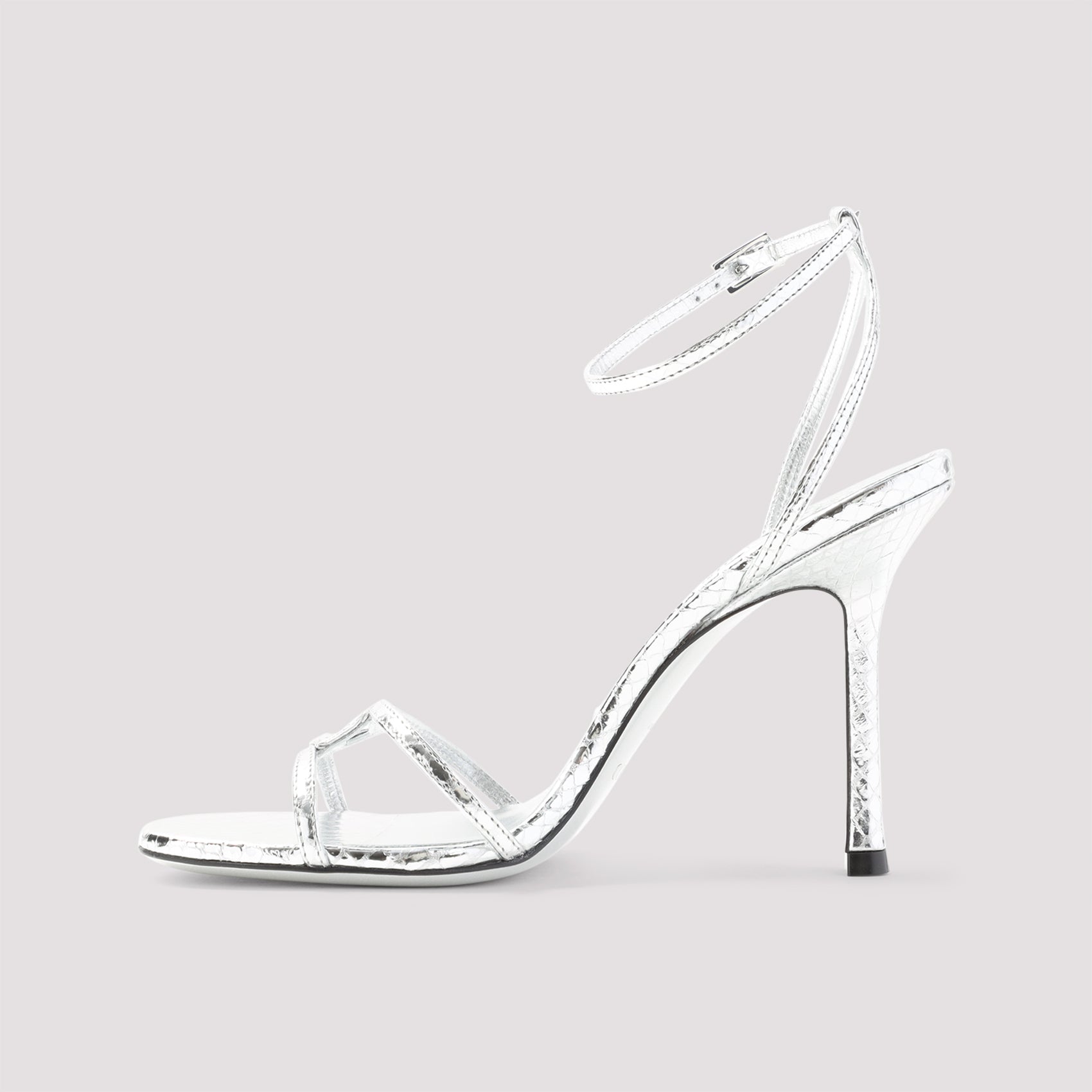 Metallic Finish Sandals with Stiletto Heel