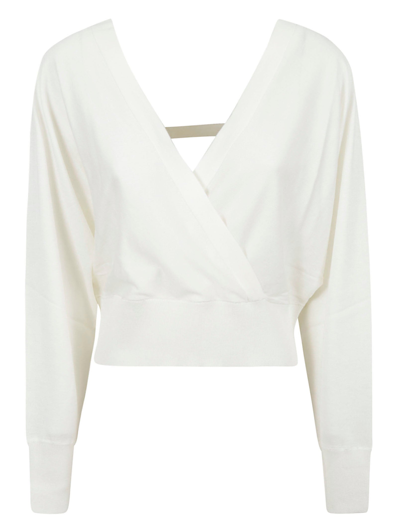 Round Neck White Sweater with Silk-Cotton Blend