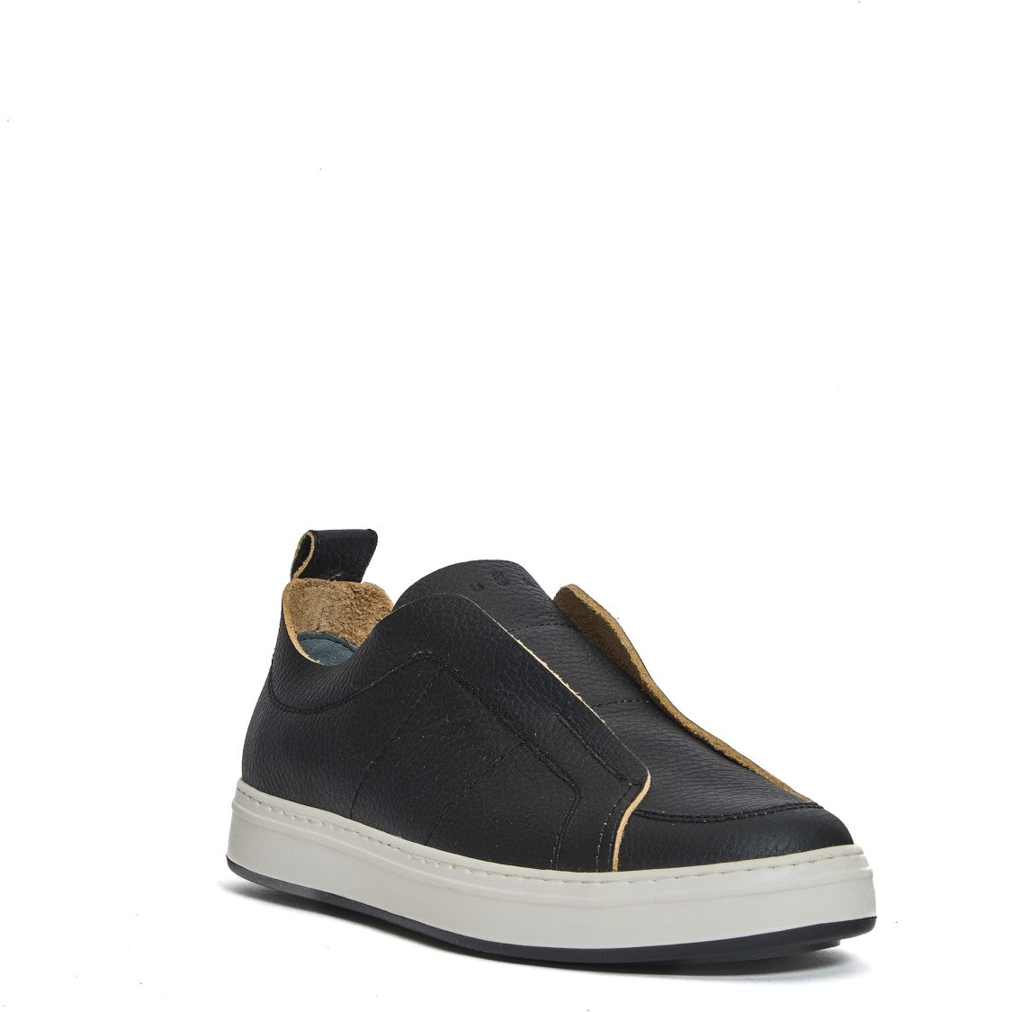 Black Leather Sneakers With Design