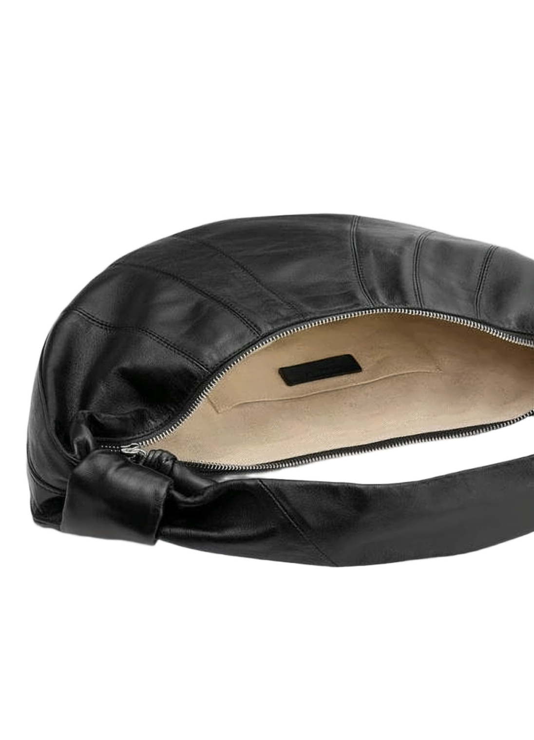 Crescent-Shaped Shoulder Bag With Knotted Strap Details
