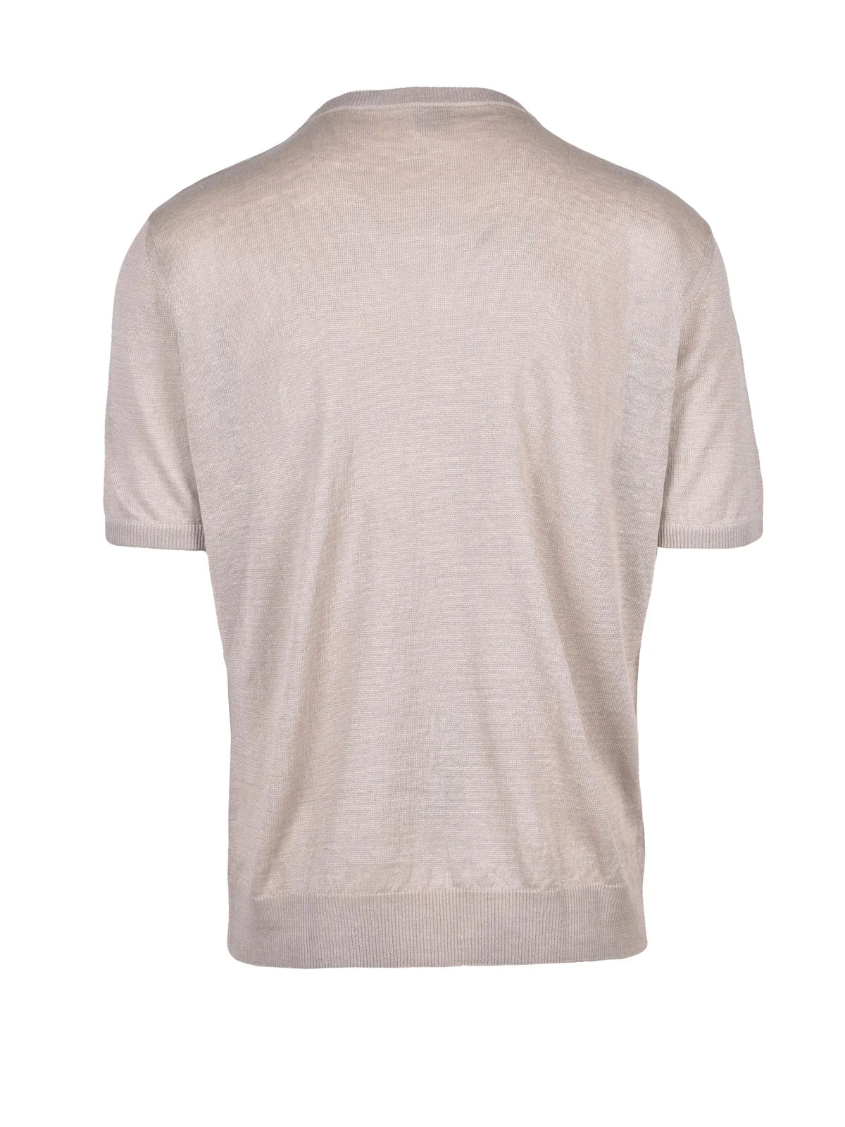Beige Men Knitted Linen Henley Top
