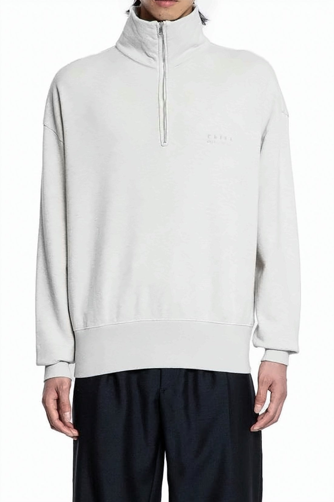 Minimalist Half-Zip Turtleneck Pullover with Tonal Branding