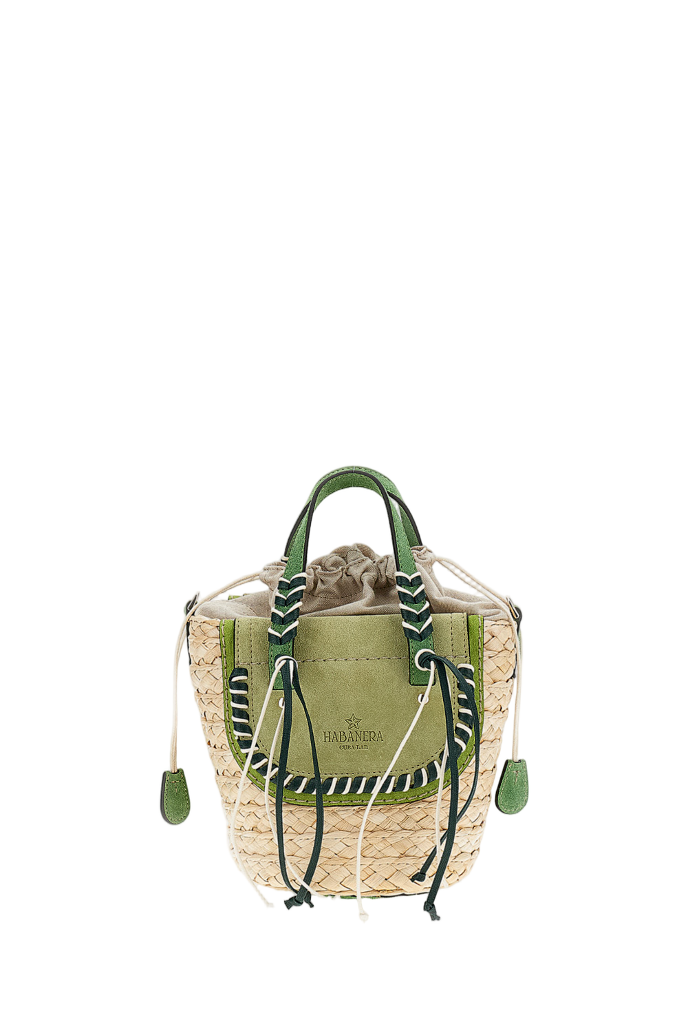 Green Habanera Raffia Suede Handbag