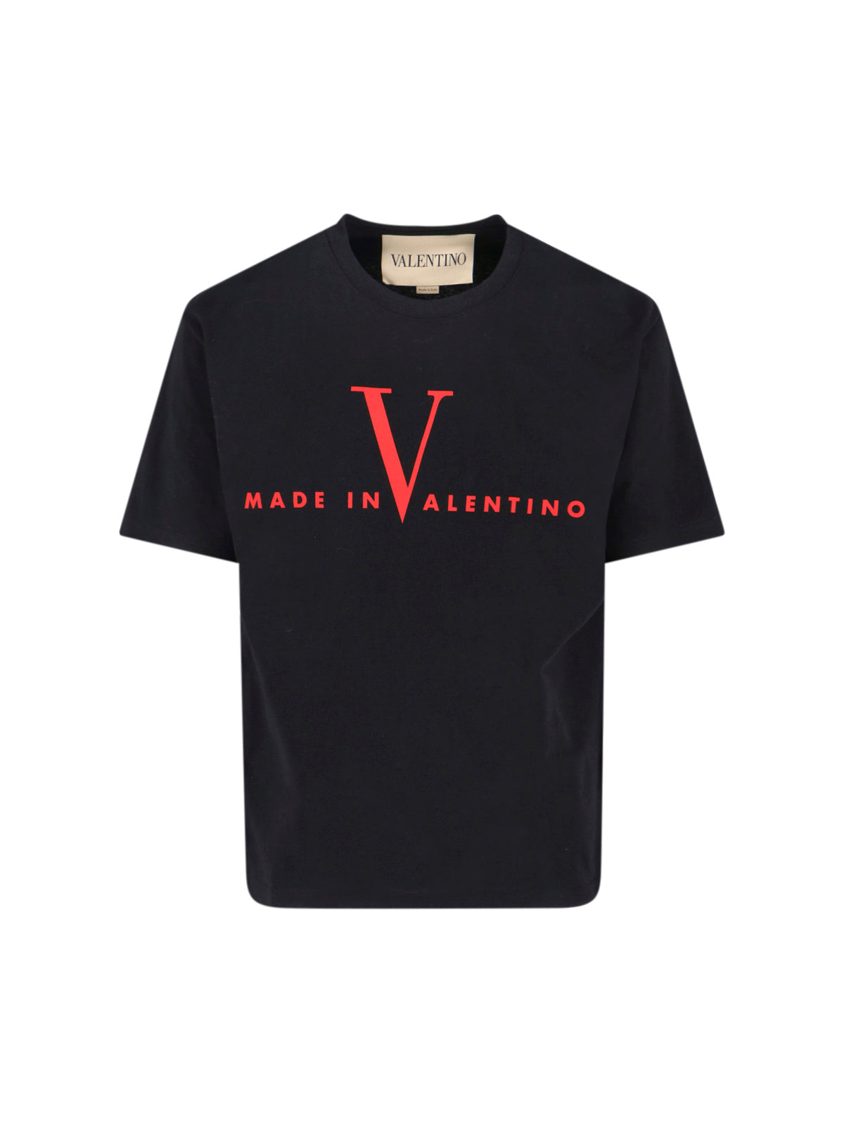 Contrast Print Black Cotton T-Shirt