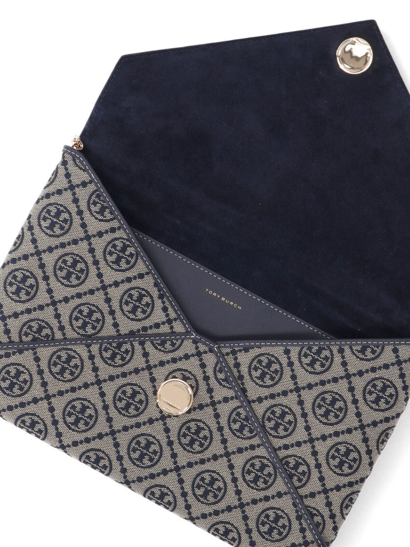 "T-Monogram" Chain Pouch Beige