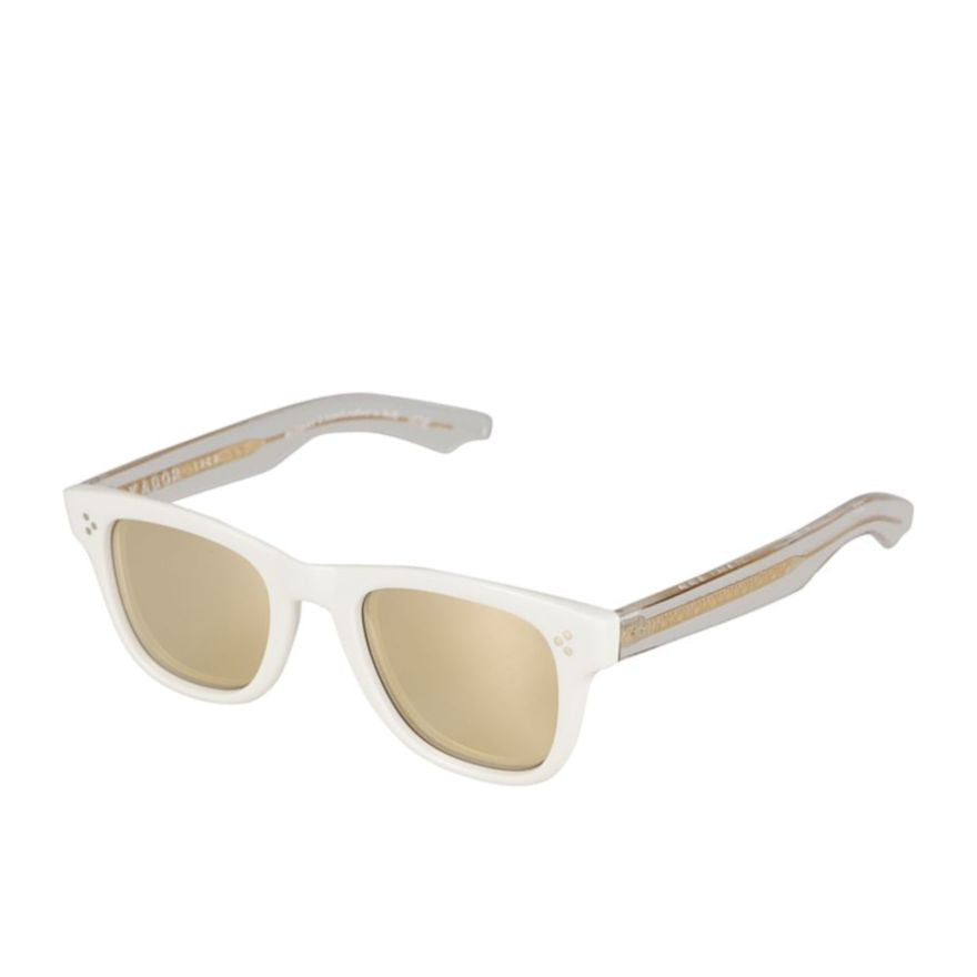 Voyager 23 Translucent White Rectangular Sunglasses with Gold Accents
