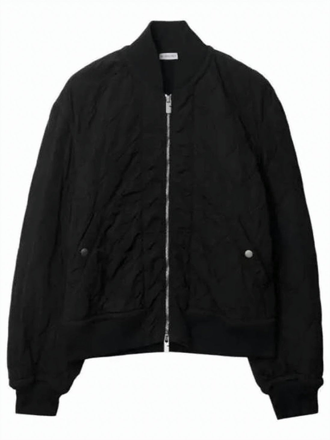 Textured Black Bomber Jacket With Wavy Design