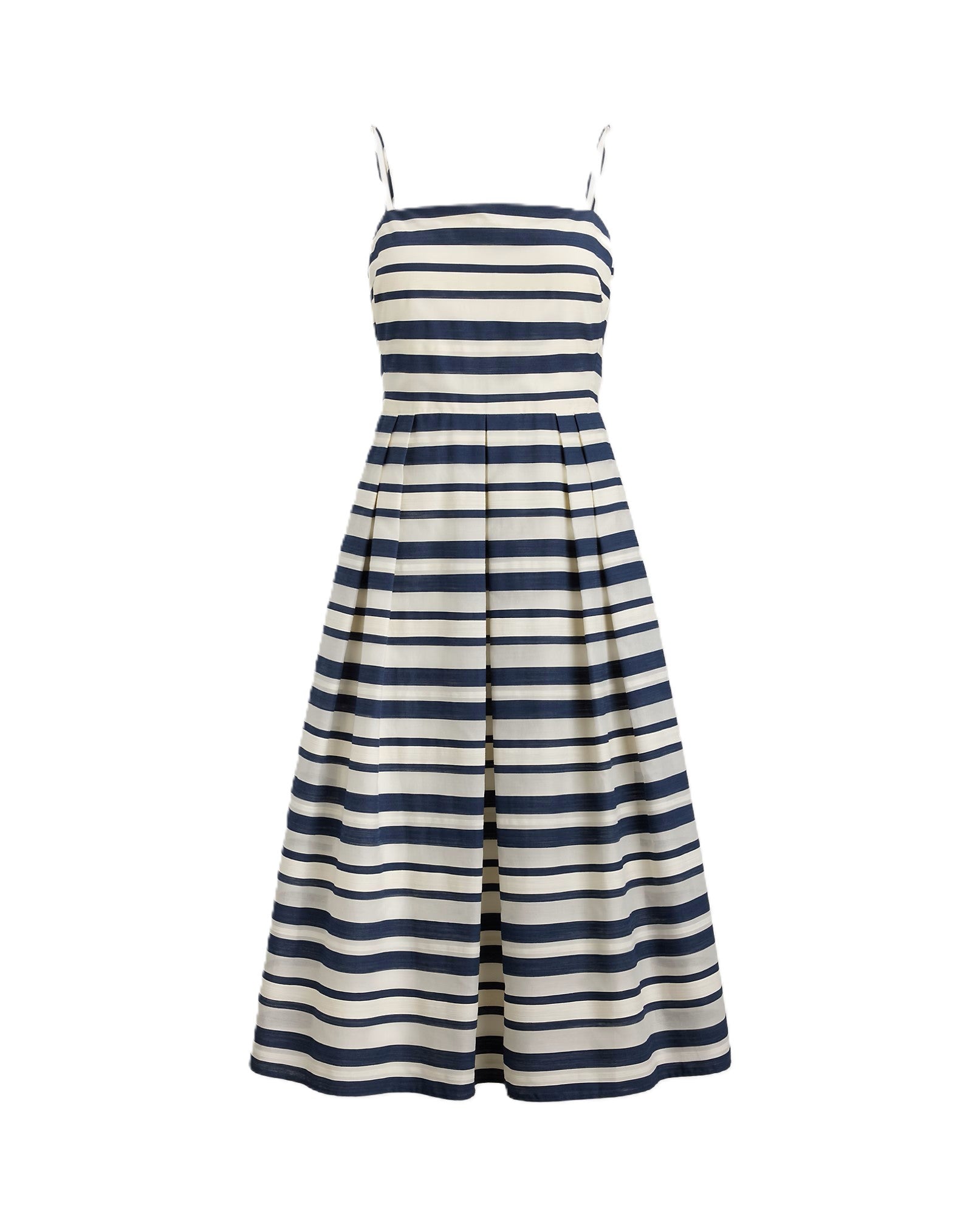 Navy Blue Woven Satin Stripe Dress