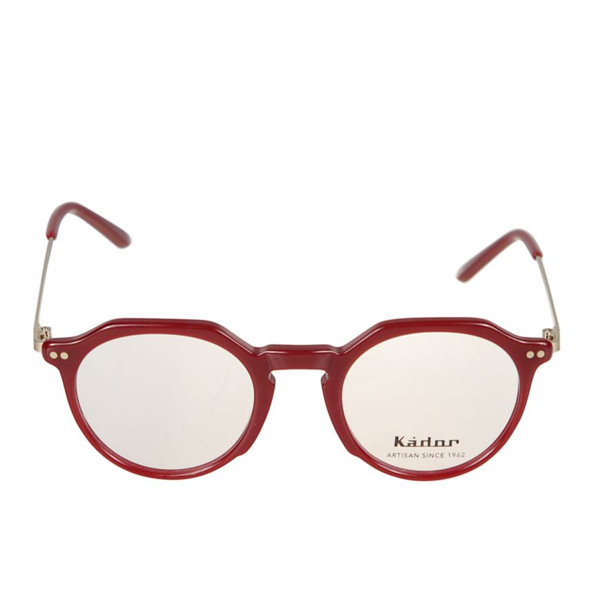 Rayan Round Frame Red Sunglasses with Metallic Temples